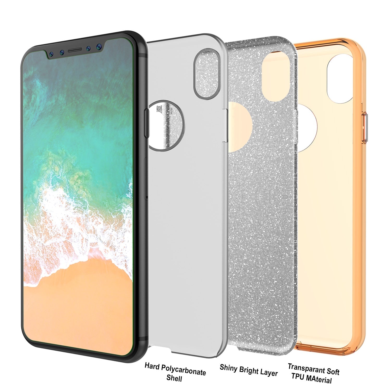 iPhone X Case, Punkcase Galactic 2.0 Series Ultra Slim w/ Tempered Glass Screen Protector | [Gold] (Color in image: pink)