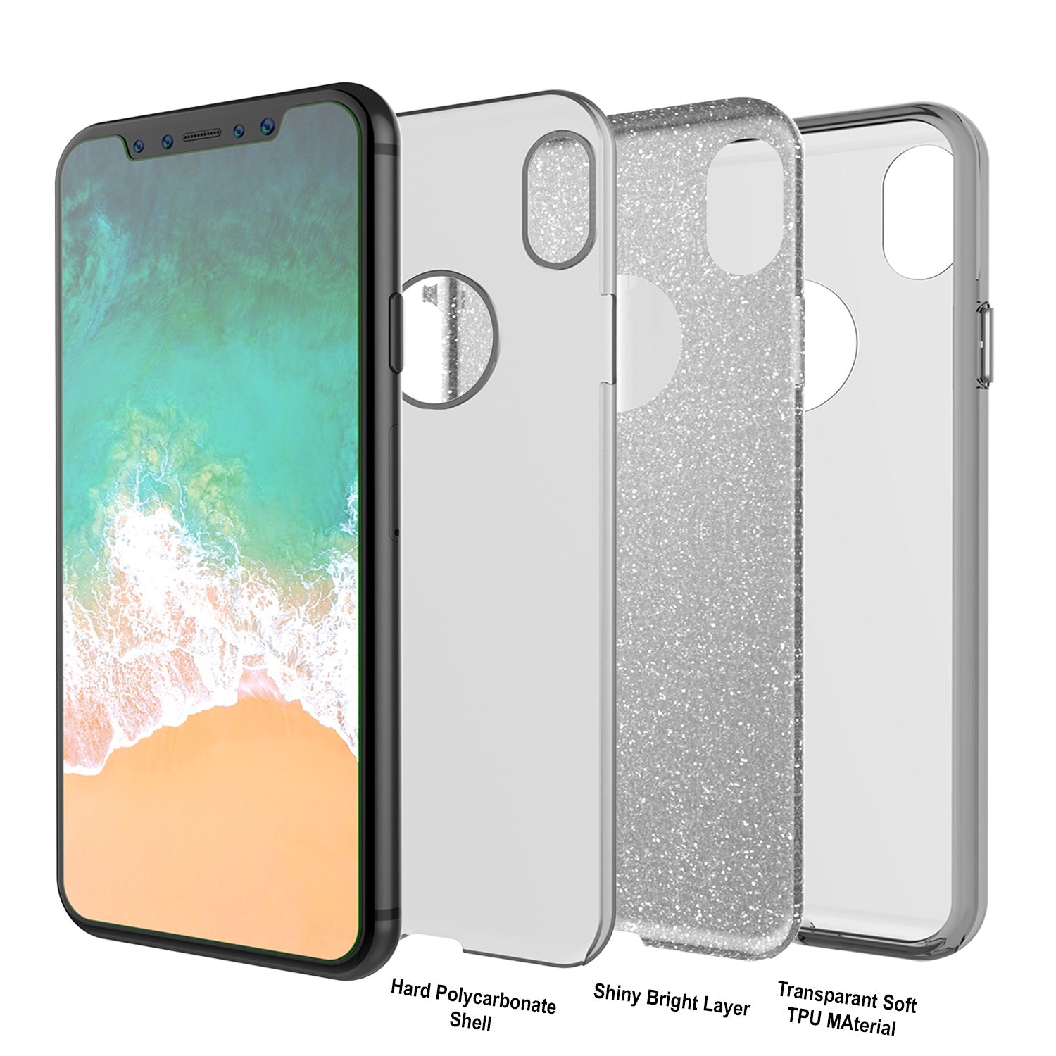 iPhone X Case, Punkcase Galactic 2.0 Series Ultra Slim w/ Tempered Glass Screen Protector | [Silver] (Color in image: gold)