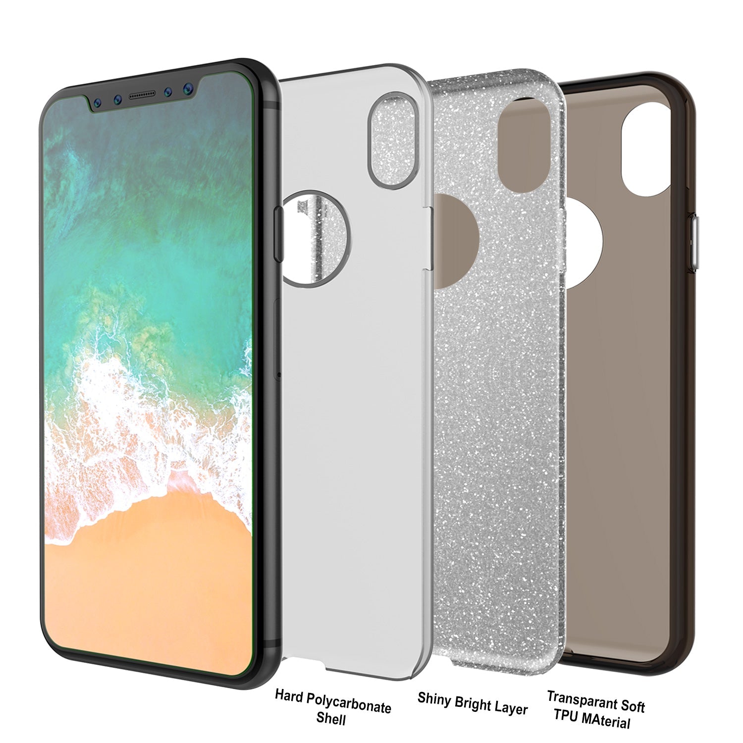 iPhone X Case, Punkcase Galactic 2.0 Series Ultra Slim w/ Tempered Glass Screen Protector | [Black/Grey] (Color in image: red)
