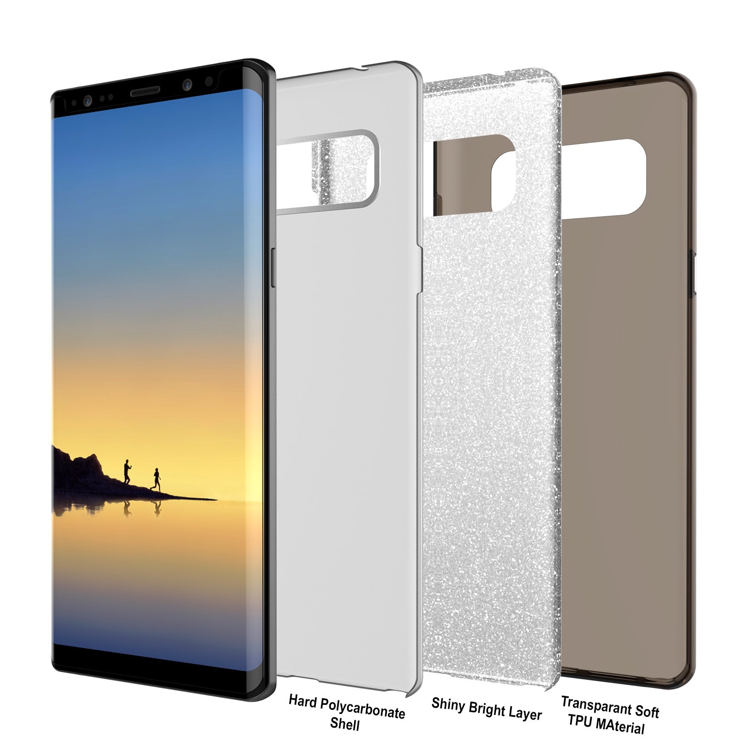 Galaxy Note 8 Case, Punkcase Galactic 2.0 Series Ultra Slim Protective Armor [Black/grey] (Color in image: pink)