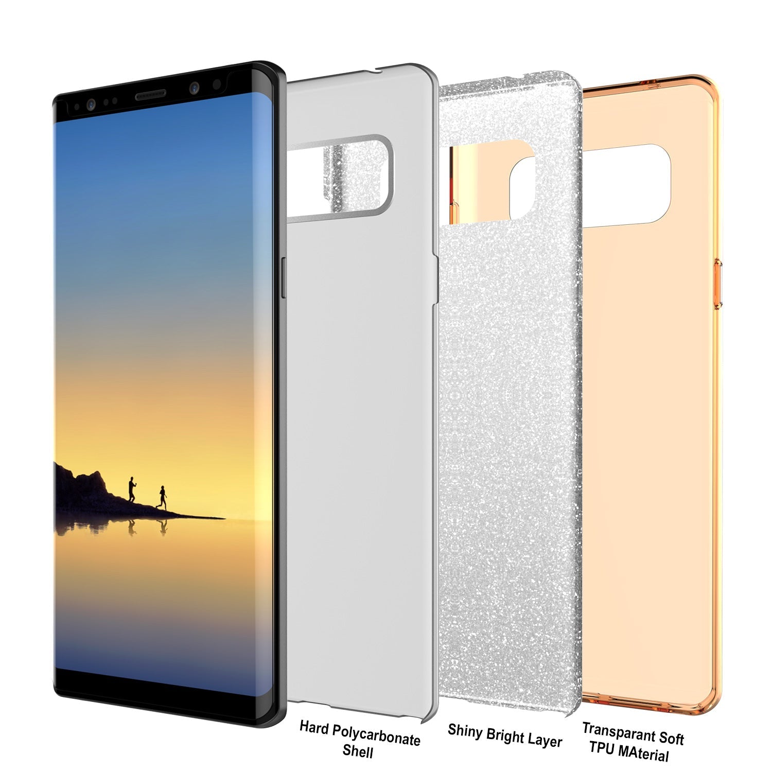 Galaxy Note 8 Case, Punkcase Galactic 2.0 Series Ultra Slim Protective Armor [Gold] (Color in image: red)