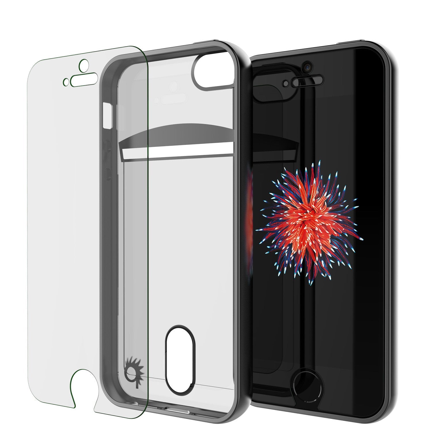Capa para iPhone SE/5S/5, Série PUNKCASE® LUCID Preta | Slot para Cartões | Protetor de Tela SHIELD | Ajuste Ultra