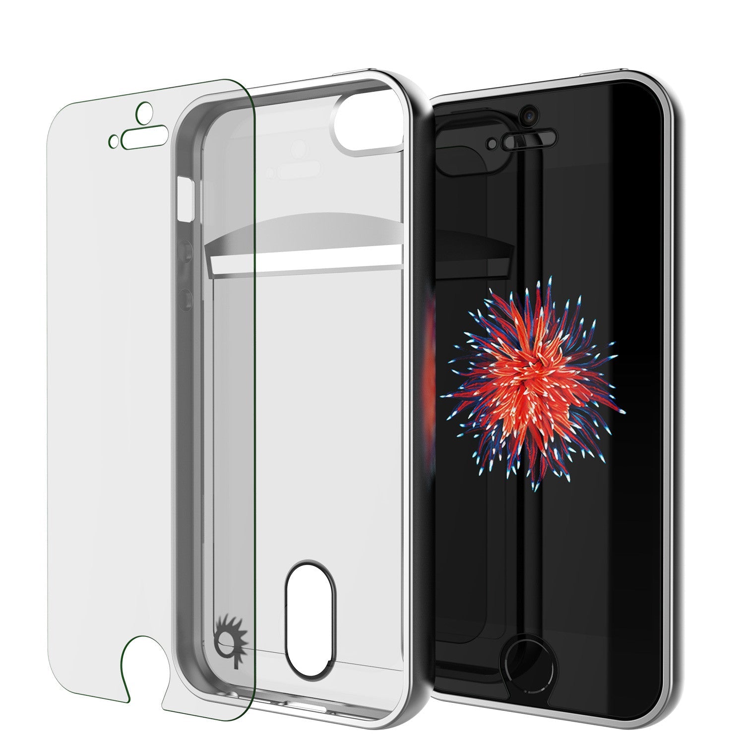 Capa para iPhone SE/5S/5, PUNKCASE® Série Silver LUCID | Slot para Cartões | Protetor de Tela SHIELD | Ajuste Ultra