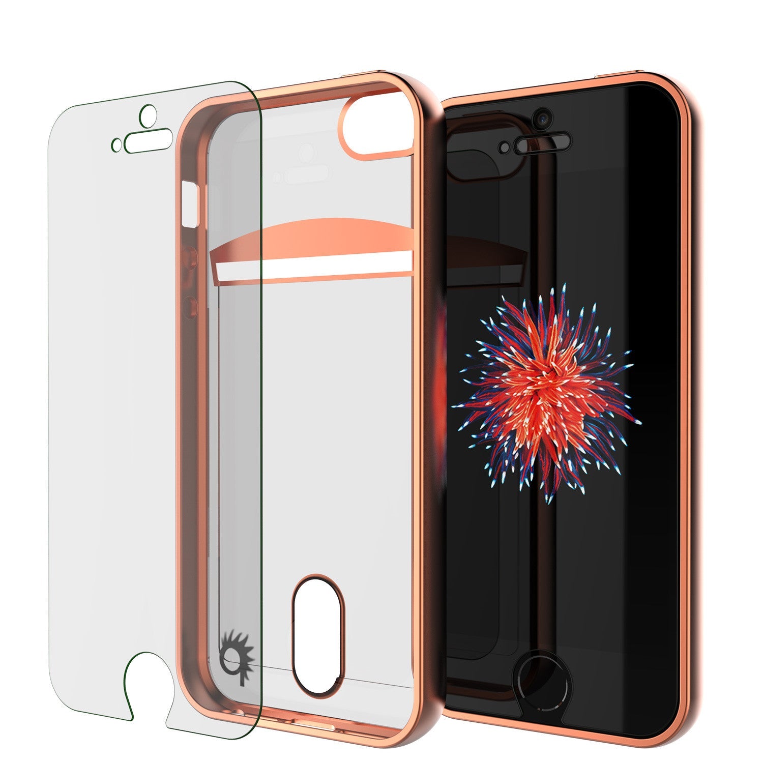 Capa para iPhone SE/5S/5, Série Rose Gold PUNKCASE® LUCID | Slot para Cartão | Protetor de Tela | Ajuste Ultra