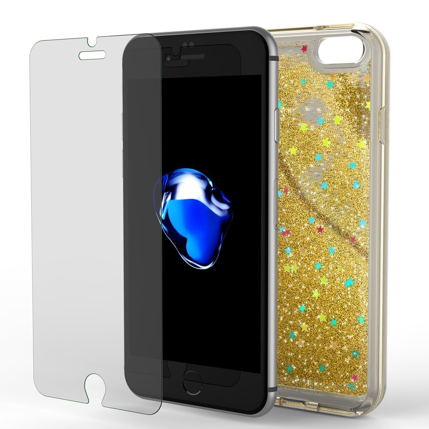 iPhone SE (4.7") Case, PunkCase LIQUID Gold Series, Protective Dual Layer Floating Glitter Cover (Color in image: silver)