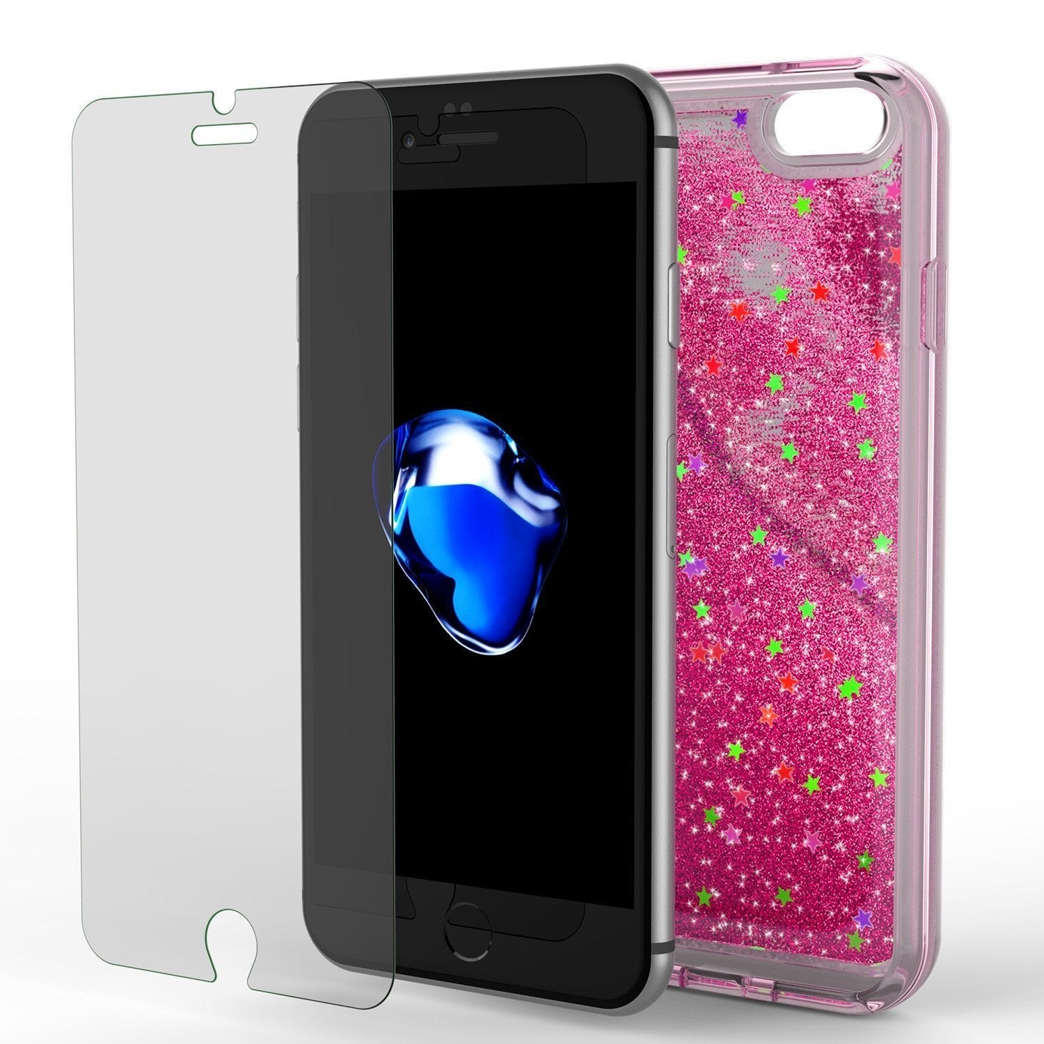 iPhone SE (4.7") Case, PunkCase LIQUID Pink Series, Protective Dual Layer Floating Glitter Cover (Color in image: gold)