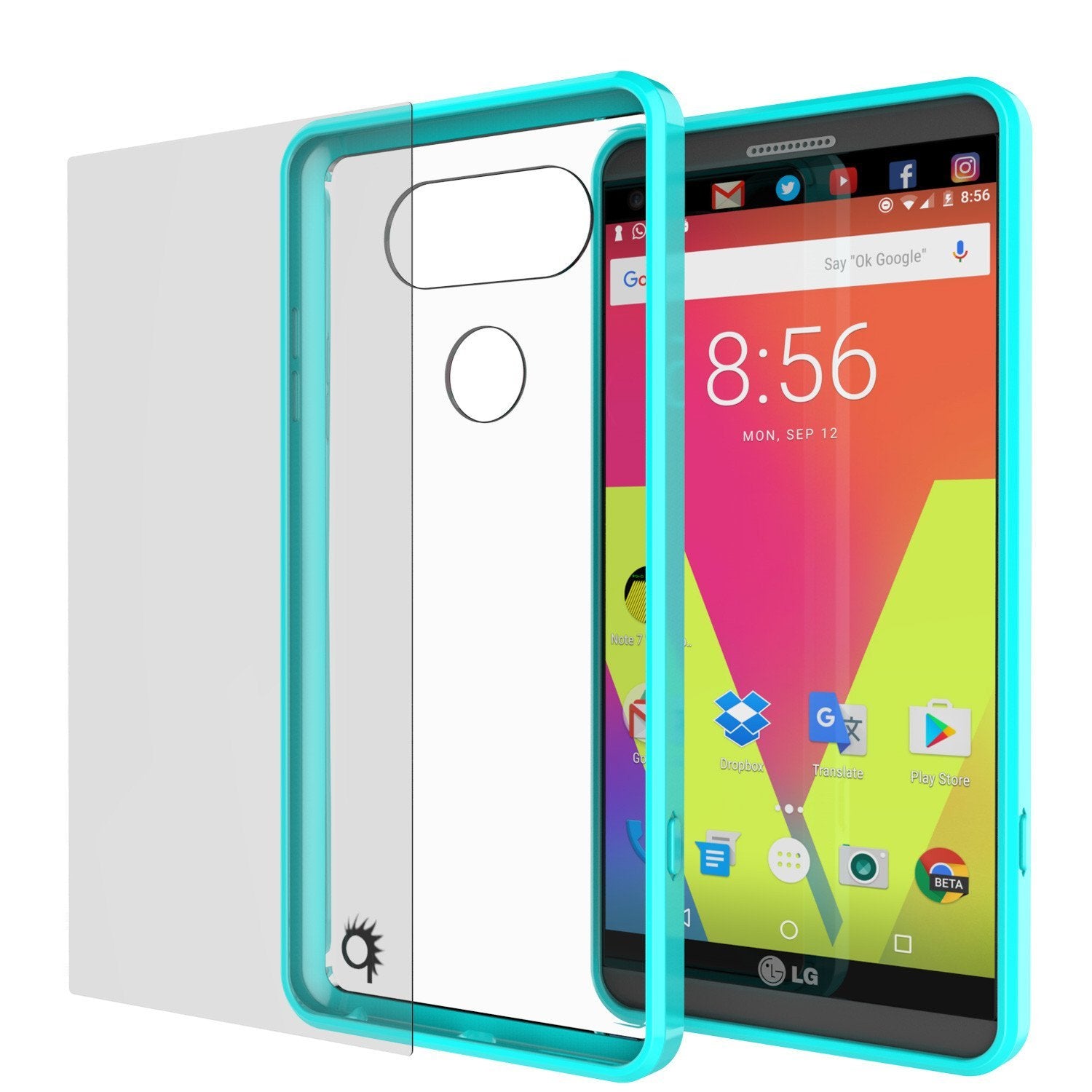 LG v20 Case Punkcase® LUCID 2.0 Teal Series w/ PUNK SHIELD Glass Screen Protector | Ultra Fit (Color in image: clear)