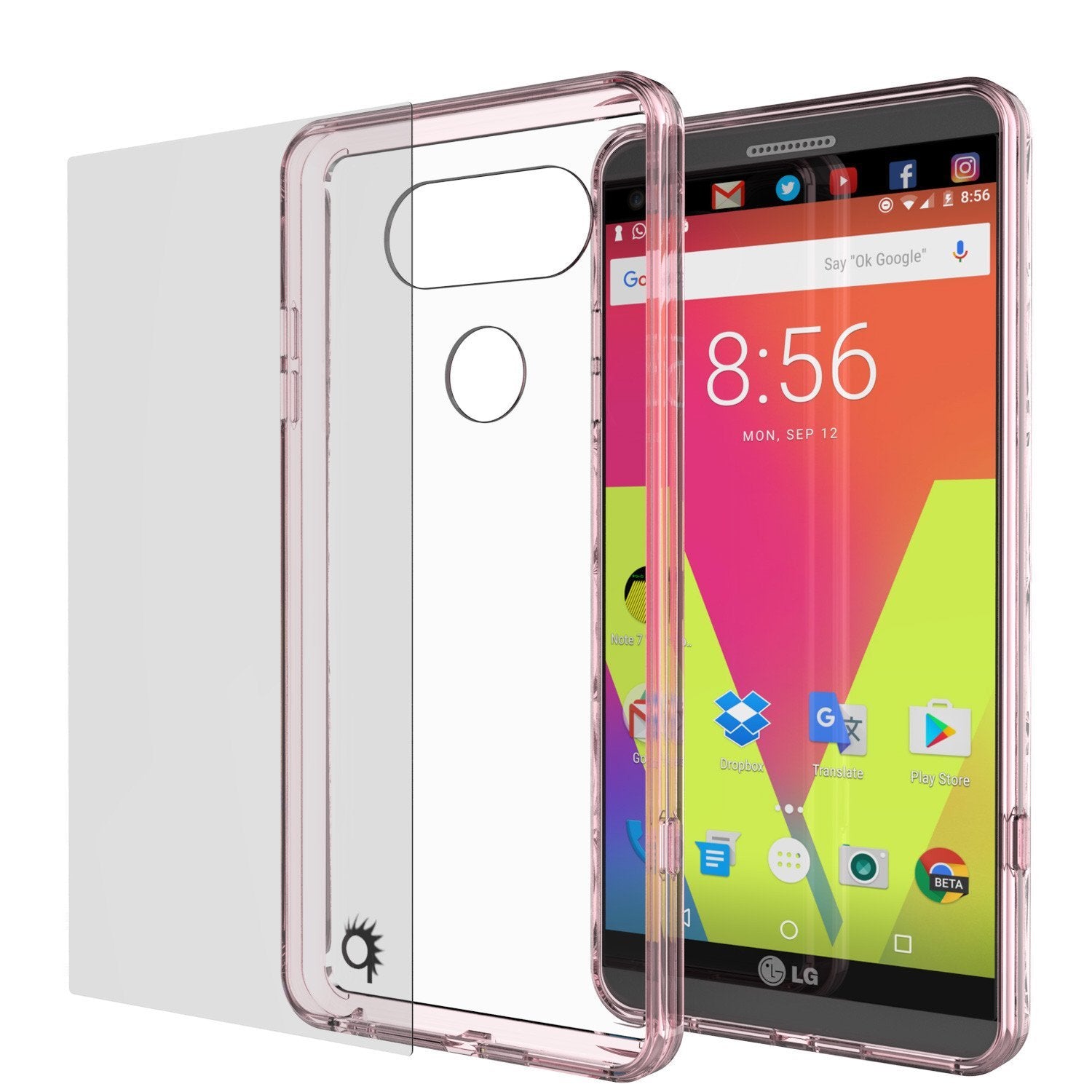 LG v20 Case Punkcase® LUCID 2.0 Crystal Pink Series w/ PUNK SHIELD Glass Screen Protector | Ultra Fit (Color in image: crystal black)