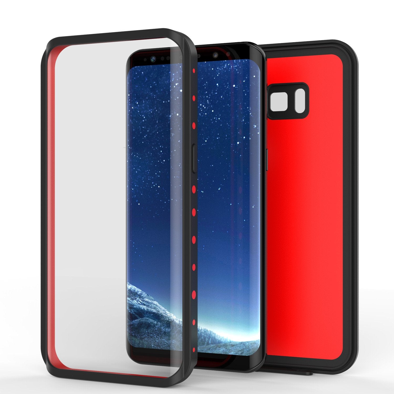 Galaxy S8 Waterproof Case PunkCase StudStar Red Thin 6.6ft Underwater IP68 Shock/Snow Proof (Color in image: white)