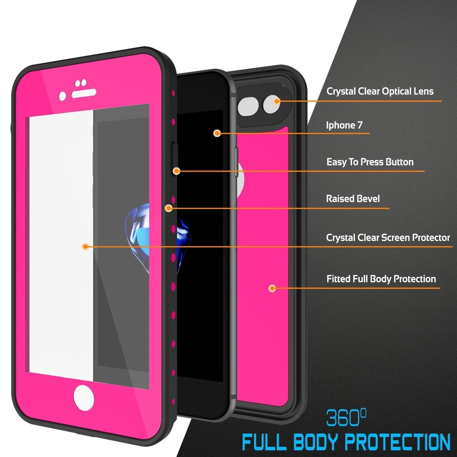 iPhone SE (4.7") Waterproof Case, Punkcase [Pink] [StudStar Series] [Slim Fit][IP68 Certified]  [Dirtproof] [Snowproof] (Color in image: black)