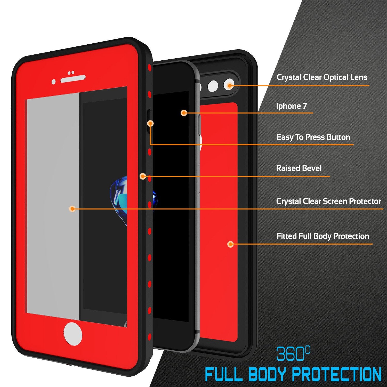 iPhone 8+ Plus Waterproof Case, Punkcase [StudStar Series] [Red] [Slim Fit] [Shockproof] [Dirtproof] [Snowproof] Armor Cover (Color in image: white)