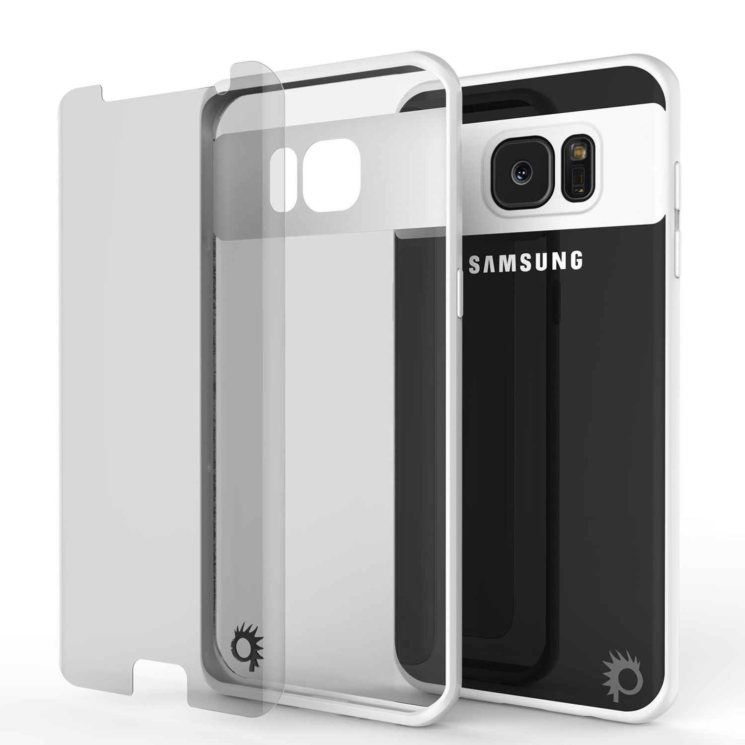 Galaxy S7 Edge Case [MASK Series] [WHITE] Full Body Hybrid Dual Layer TPU Cover W/ Protective PUNKSHIELD Screen Protector (Color in image: pink)