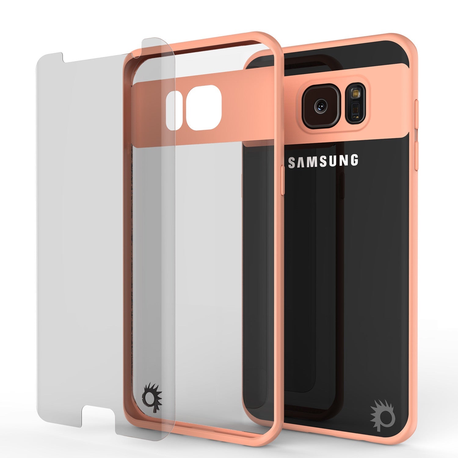Galaxy S7 Edge Case [MASK Series] [PINK] Full Body Hybrid Dual Layer TPU Cover W/ Protective PUNKSHIELD Screen Protector (Color in image: white)