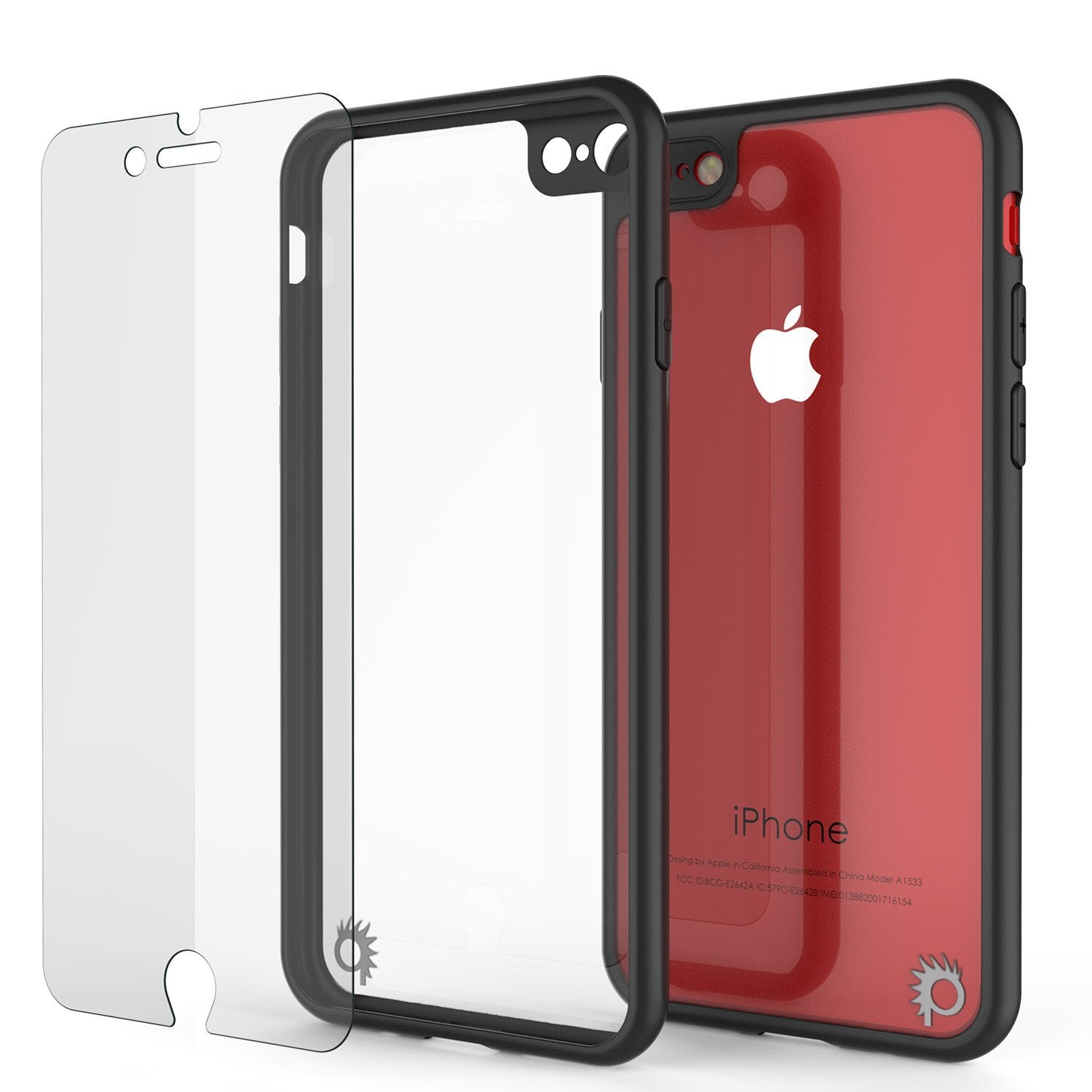 iPhone 8 Case [MASK Series] [BLACK] Full Body Hybrid Dual Layer TPU Cover W/ protective Tempered Glass Screen Protector (Color in image: pink)