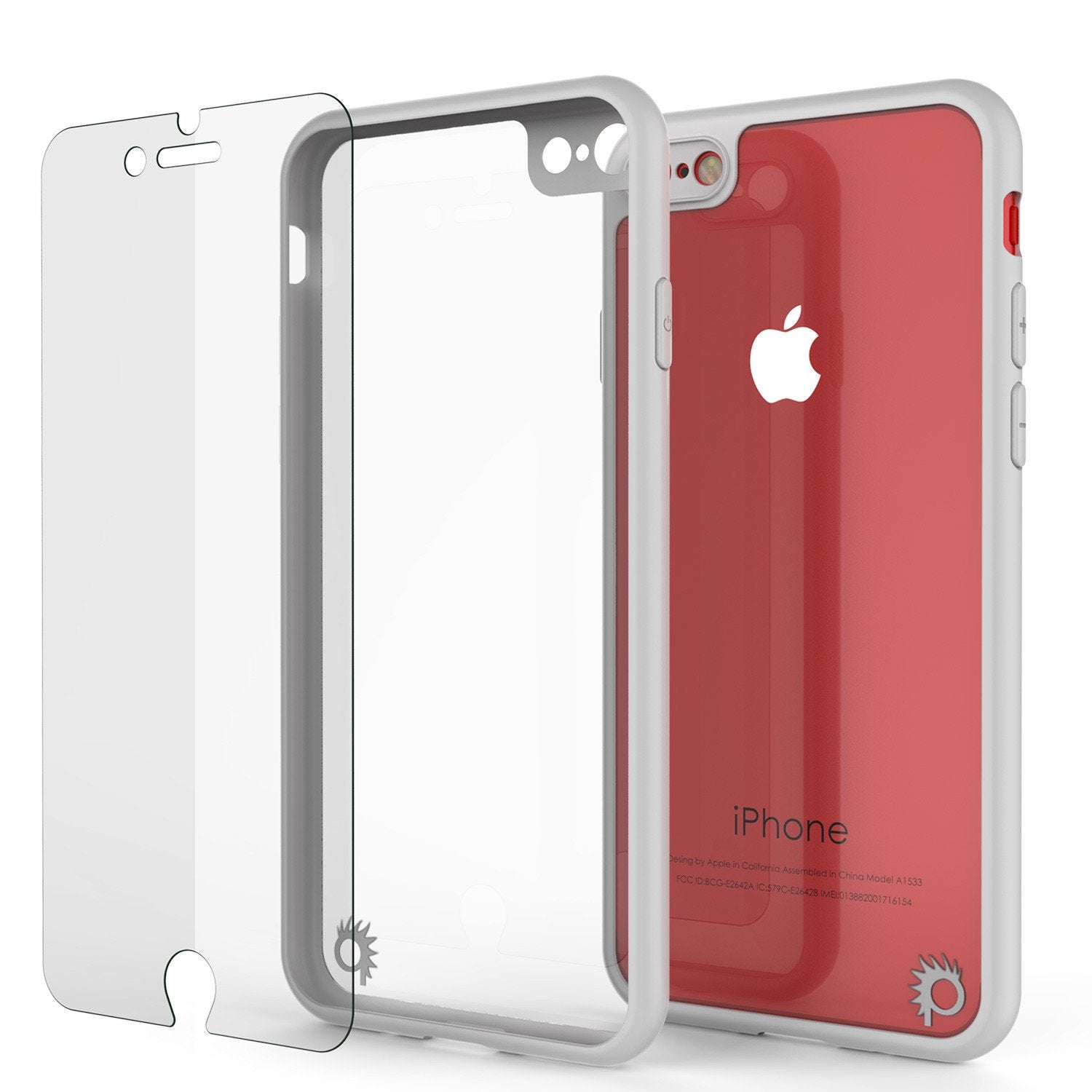 iPhone 8 Case [MASK Series] [WHITE] Full Body Hybrid Dual Layer TPU Cover W/ protective Tempered Glass Screen Protector (Color in image: pink)