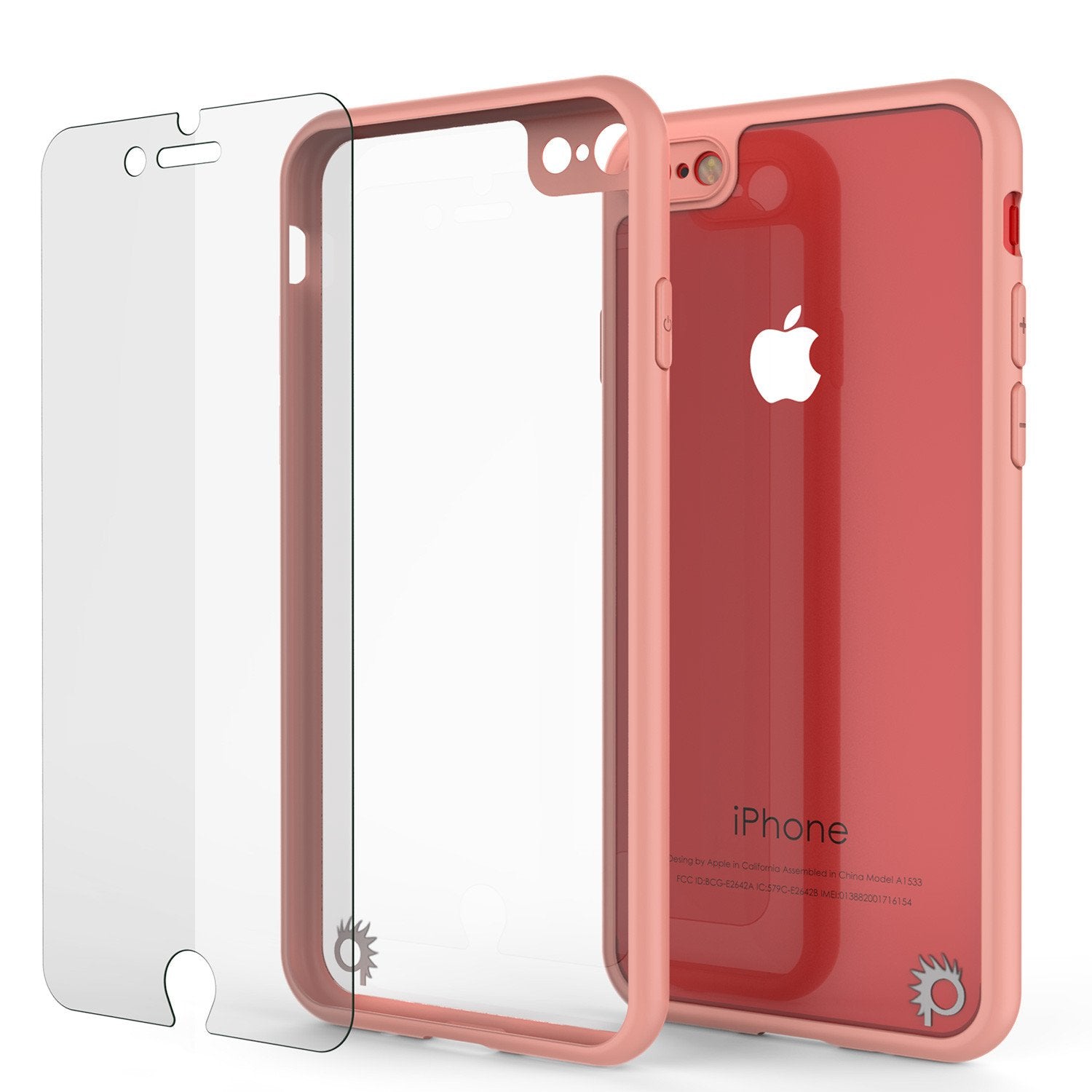 iPhone 8 Case [MASK Series] [PINK] Full Body Hybrid Dual Layer TPU Cover W/ protective Tempered Glass Screen Protector (Color in image: white)