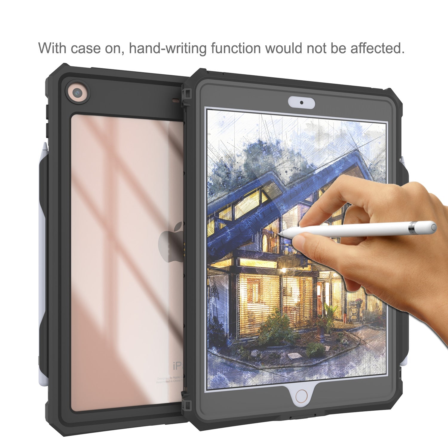 iPad 10.2 Waterproof IP68 Case, Punkcase [Black] [StudStar Series] [Slim Fit]