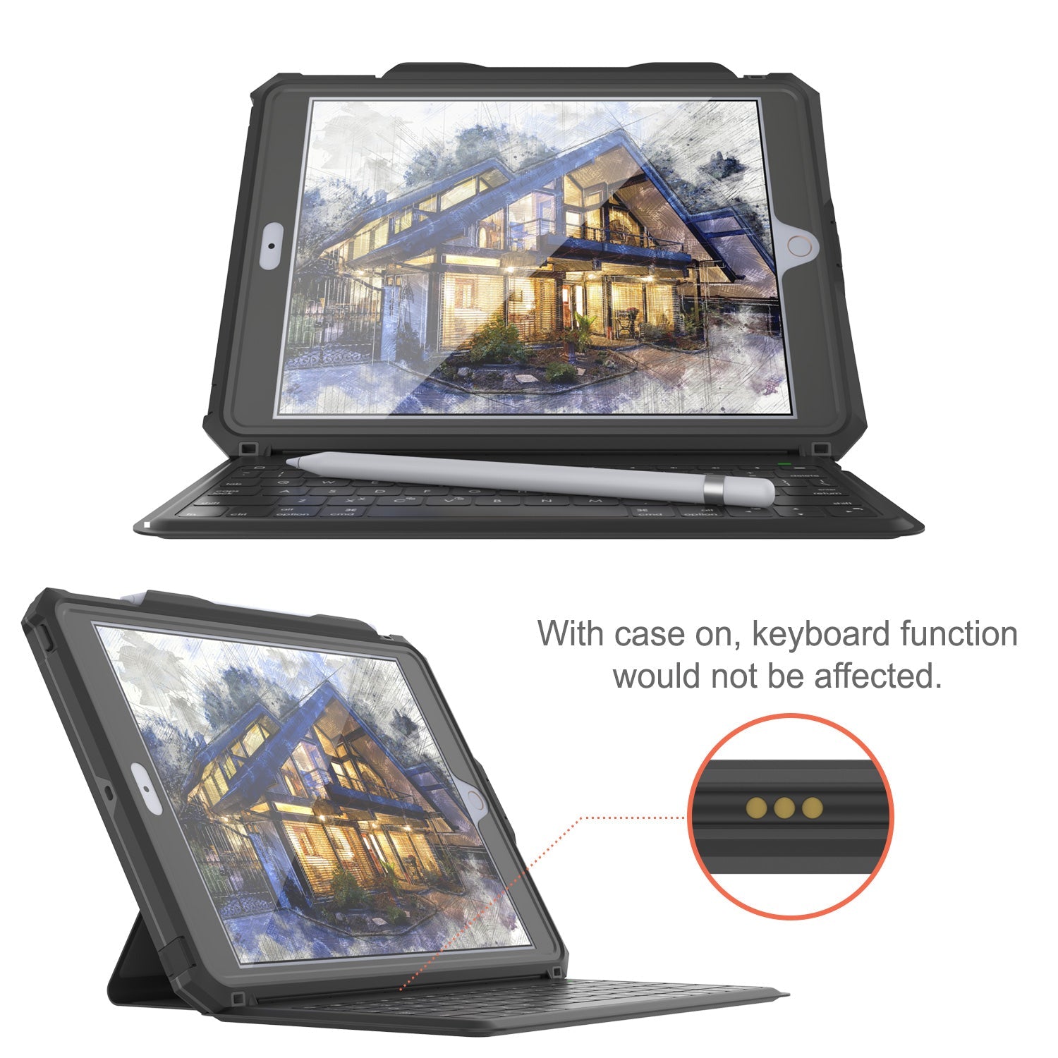 iPad 10.2 Waterproof IP68 Case, Punkcase [Black] [StudStar Series] [Slim Fit]