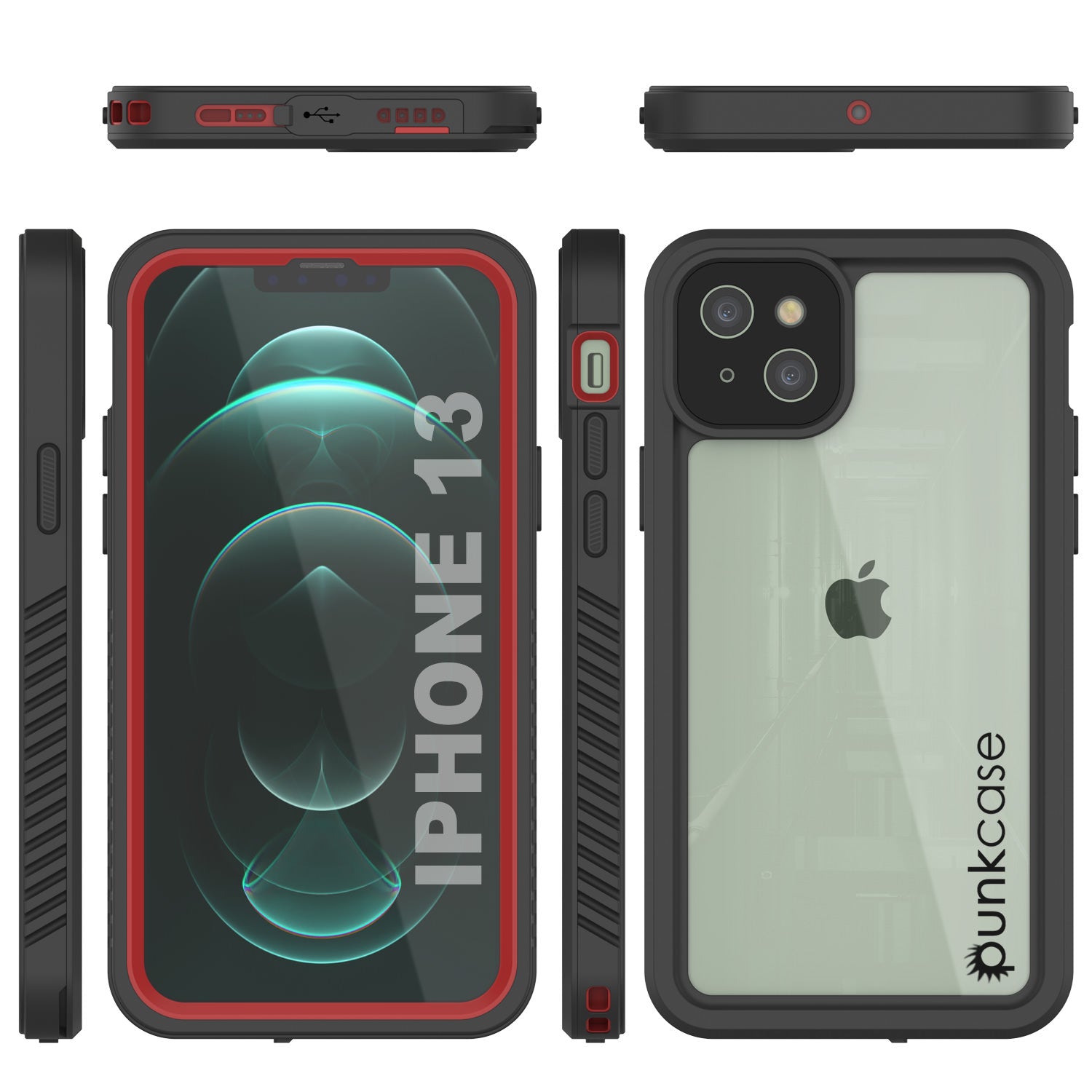 Capa à prova d'água para iPhone 13, Punkcase [Série Extrema] Protetor de Armadura com Protetor de Tela Integrado [Vermelho]