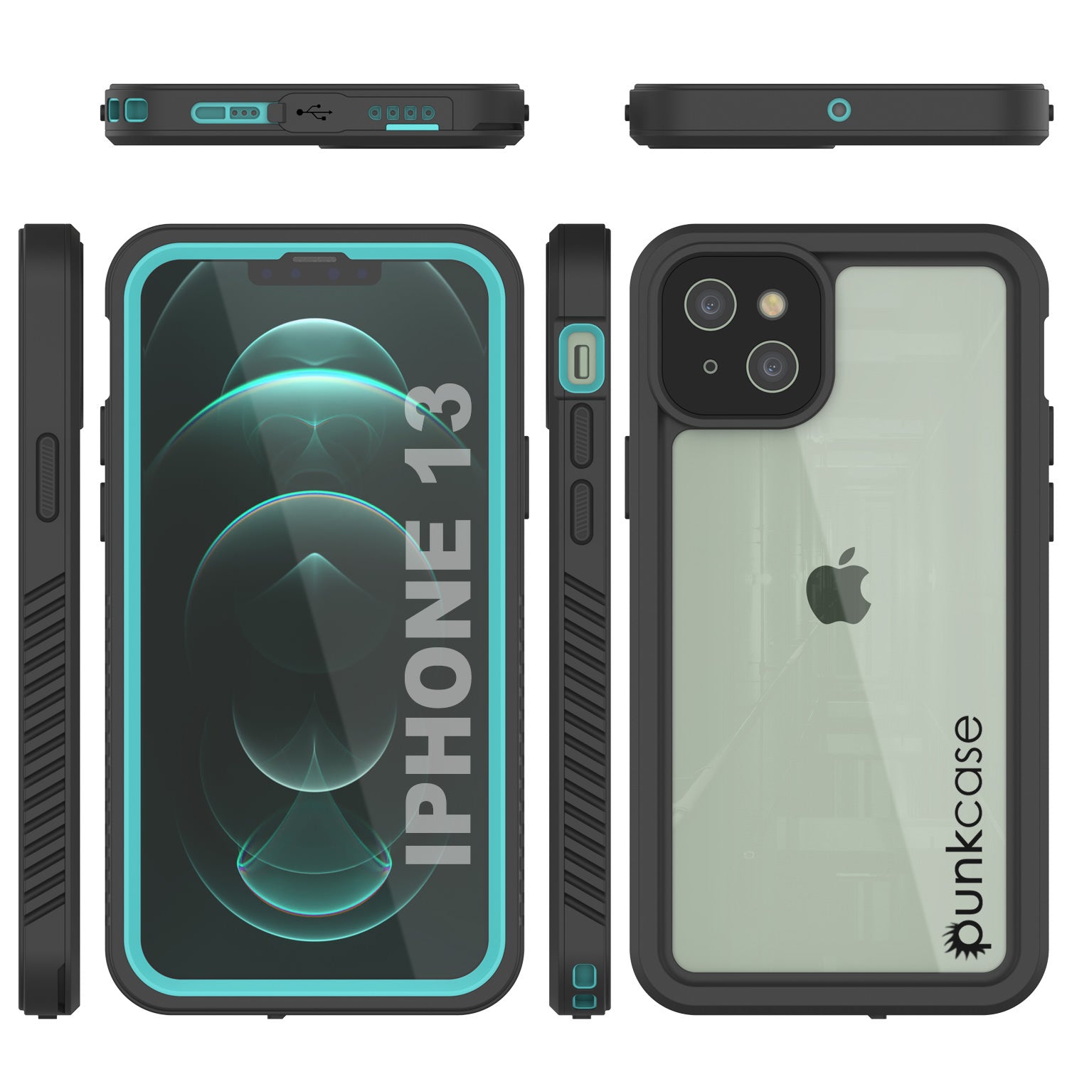 Capa à prova d'água para iPhone 13, Punkcase [Série Extreme] Capa de Armadura com Protetor de Tela Integrado [Azul-petróleo]