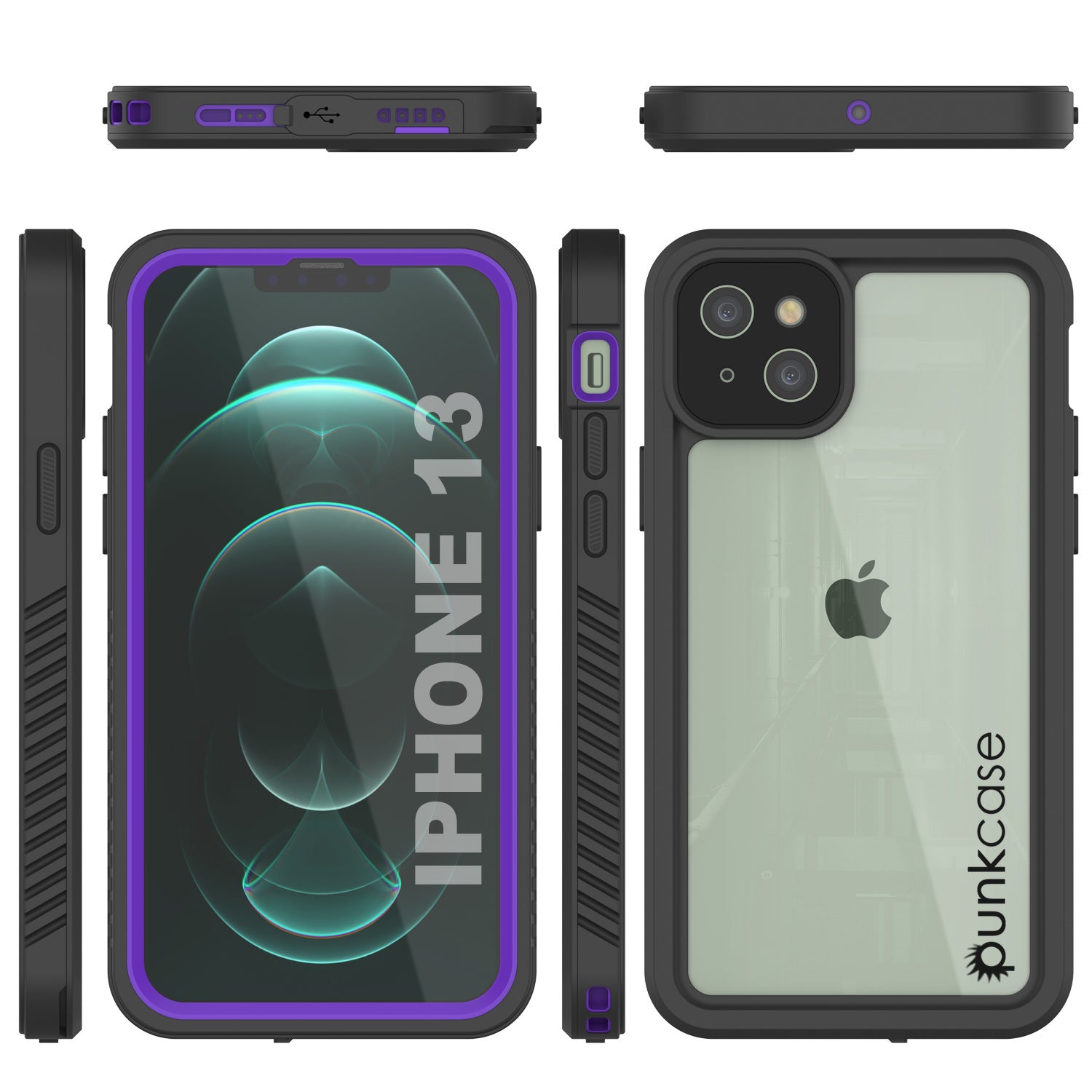 Capa à prova d'água para iPhone 13, Punkcase [Série Extreme] Capa de Armadura com Protetor de Tela Incorporado [Roxo]