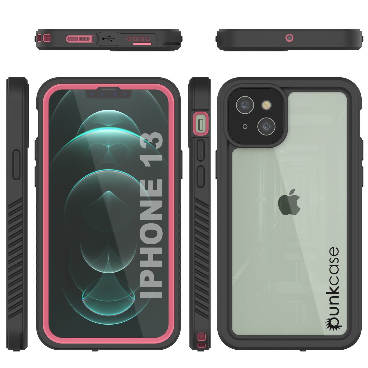 Capa à Prova d'Água para iPhone 13, Punkcase [Série Extreme] Capa de Armadura com Protetor de Tela Incorporado [Rosa]