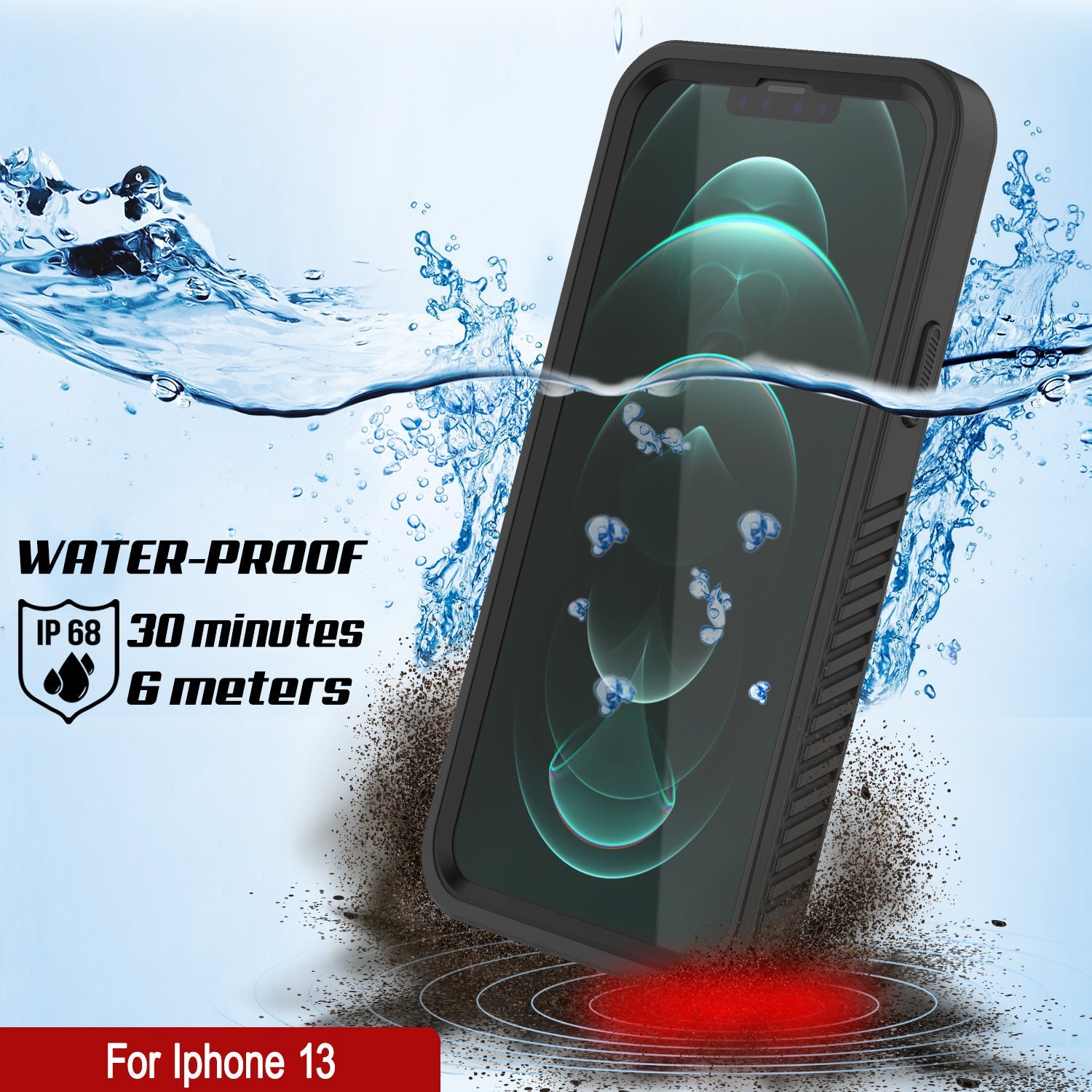 Capa à prova d'água para iPhone 13, Punkcase [Série Extrema] Capa Blindada com Protetor de Tela Embutido [Preto]