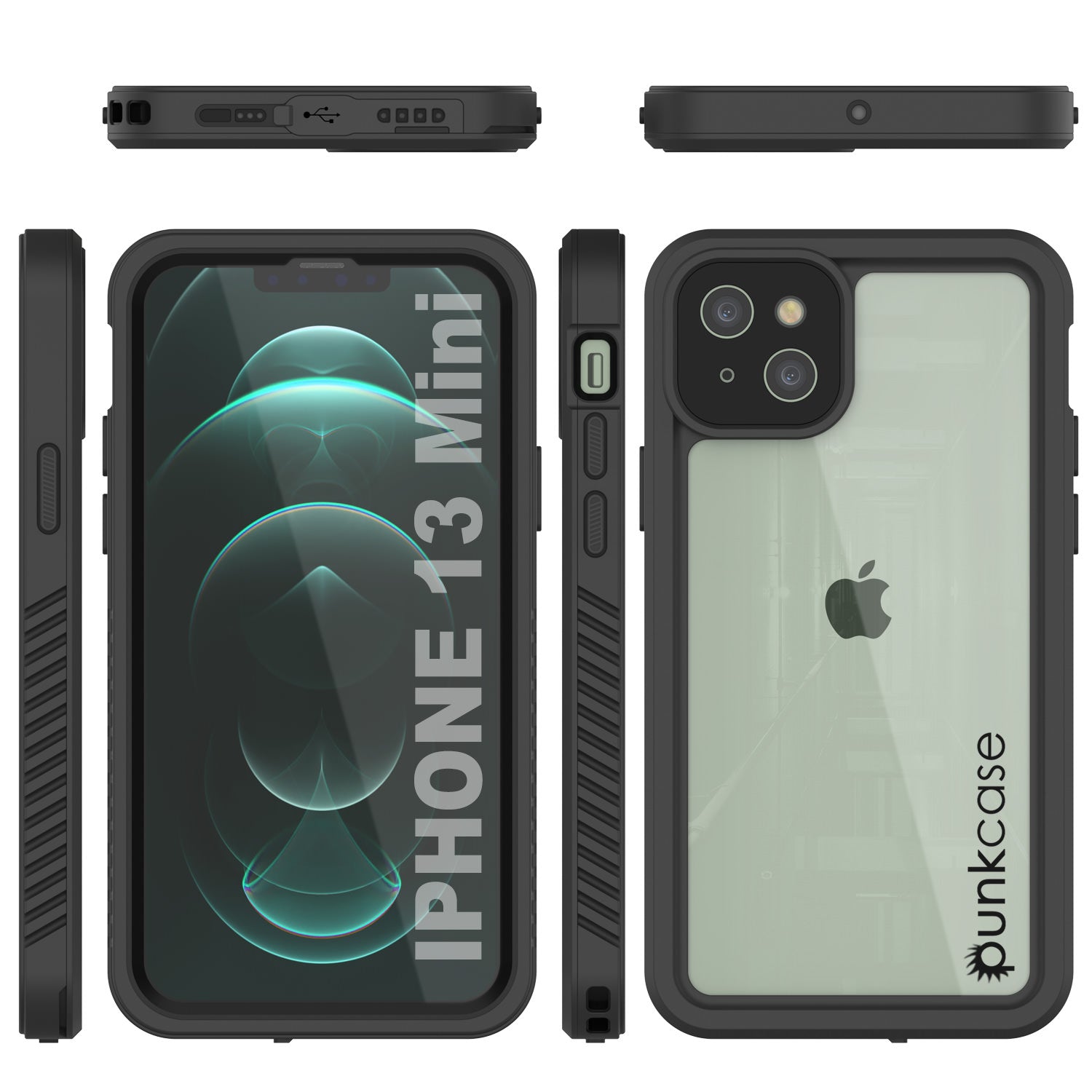 Capa à prova d'água para iPhone 13 Mini, Punkcase [Série Extrema] Capa de Armadura com Protetor de Tela Embutido [Preto]