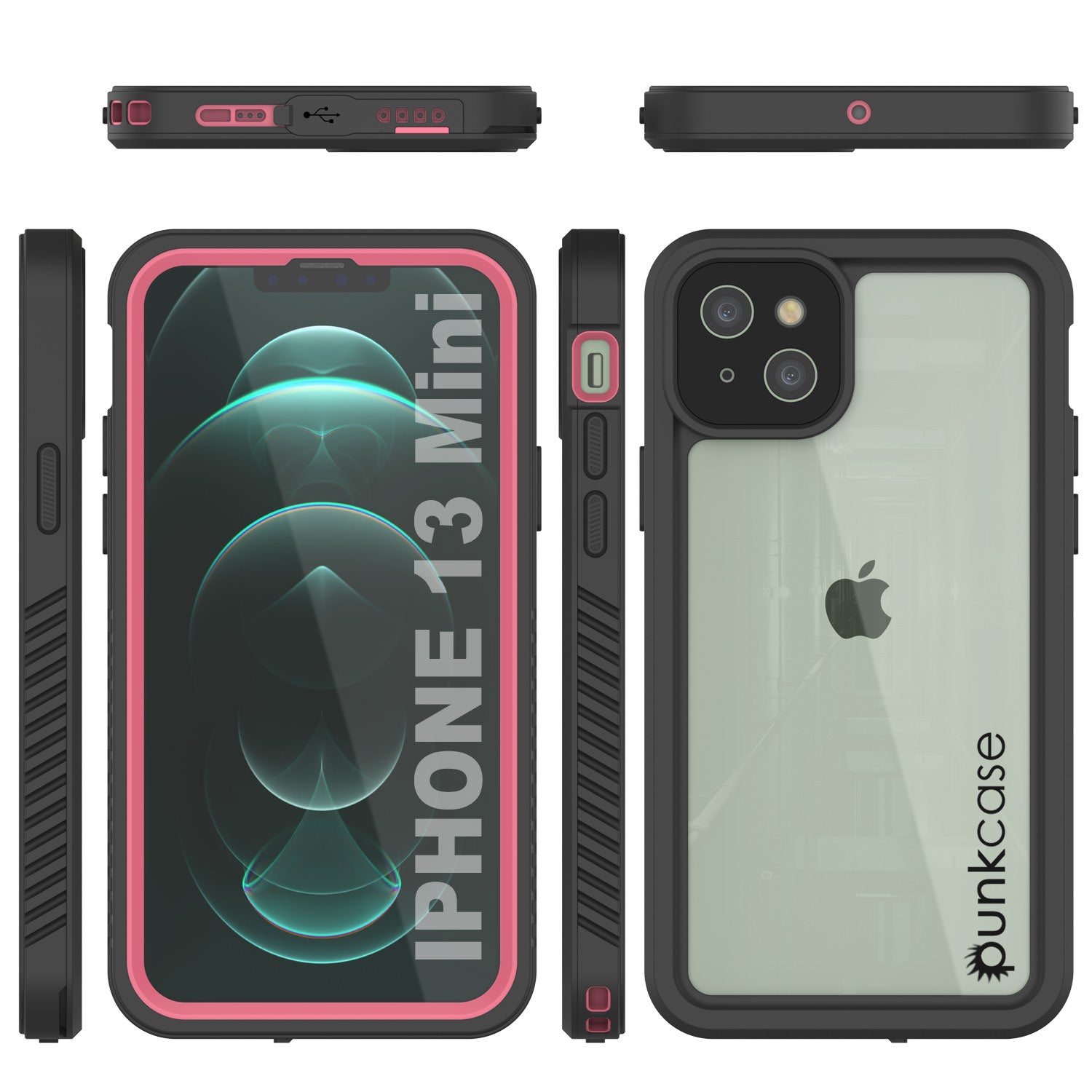 Capa à prova d'água para iPhone 13 Mini, Punkcase [Série Extrema] Capa Armadura com Protetor de Tela Incorporado [Cor-de-rosa]