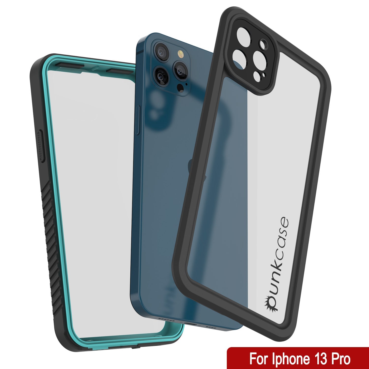 Capa à prova d'água para iPhone 13 Pro, Punkcase [Série Extrema] Capa de armadura com protetor de tela embutido [Azul-pavão]