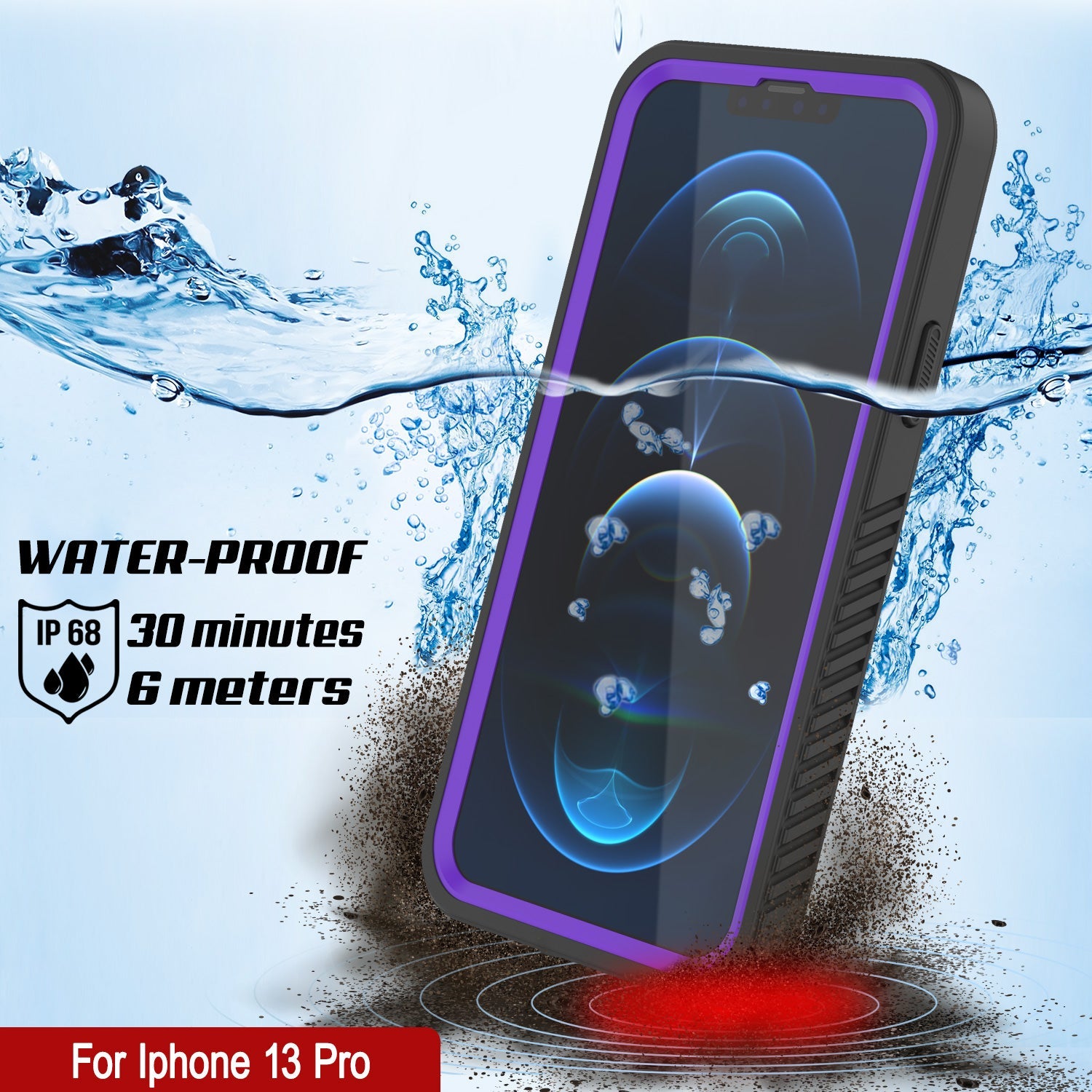 Capa à prova d'água para iPhone 13 Pro, Punkcase [Série Extrema] Capa de armadura com protetor de tela embutido [Roxa]