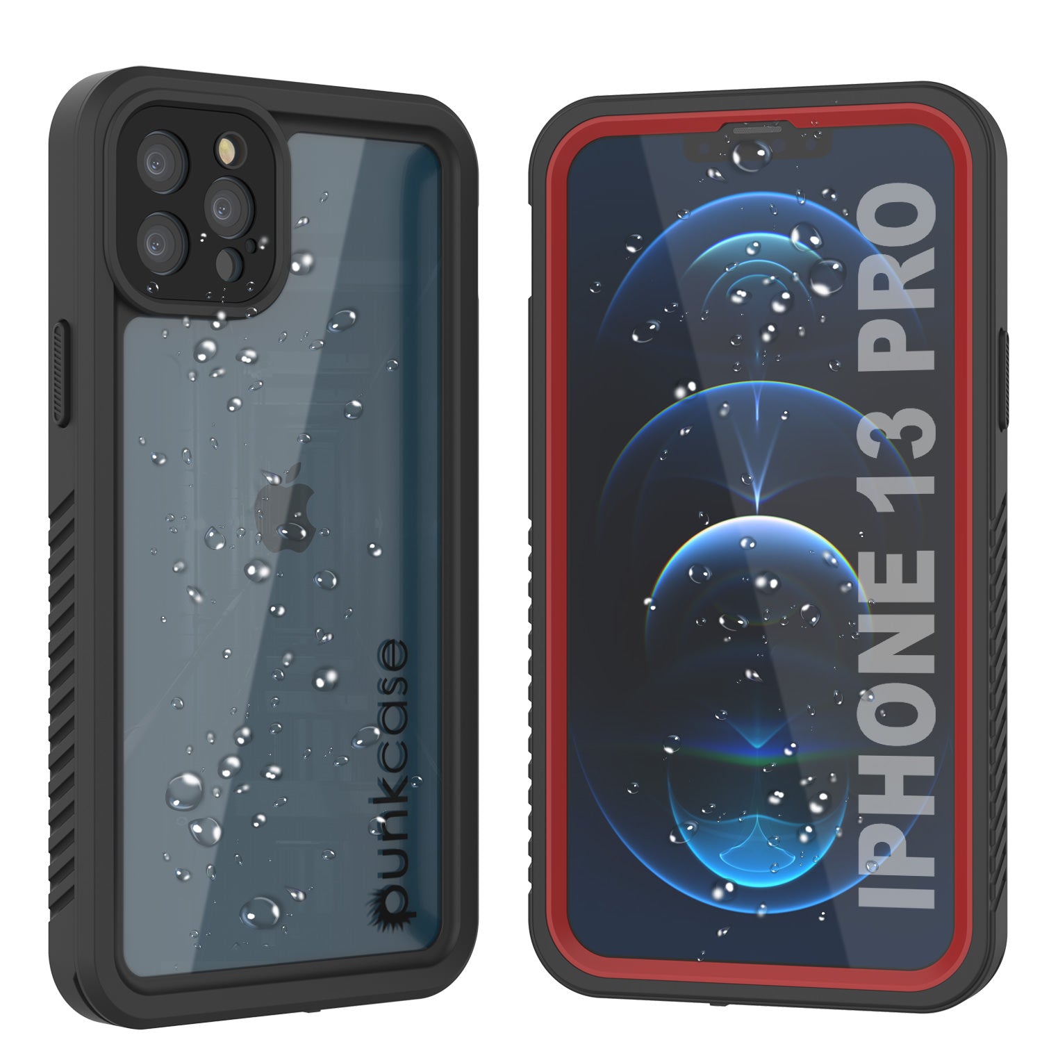 Capa à Prova d'Água para iPhone 13 Pro, Punkcase [Série Extreme] Capa de Armadura com Protetor de Tela Integrado [Vermelho]