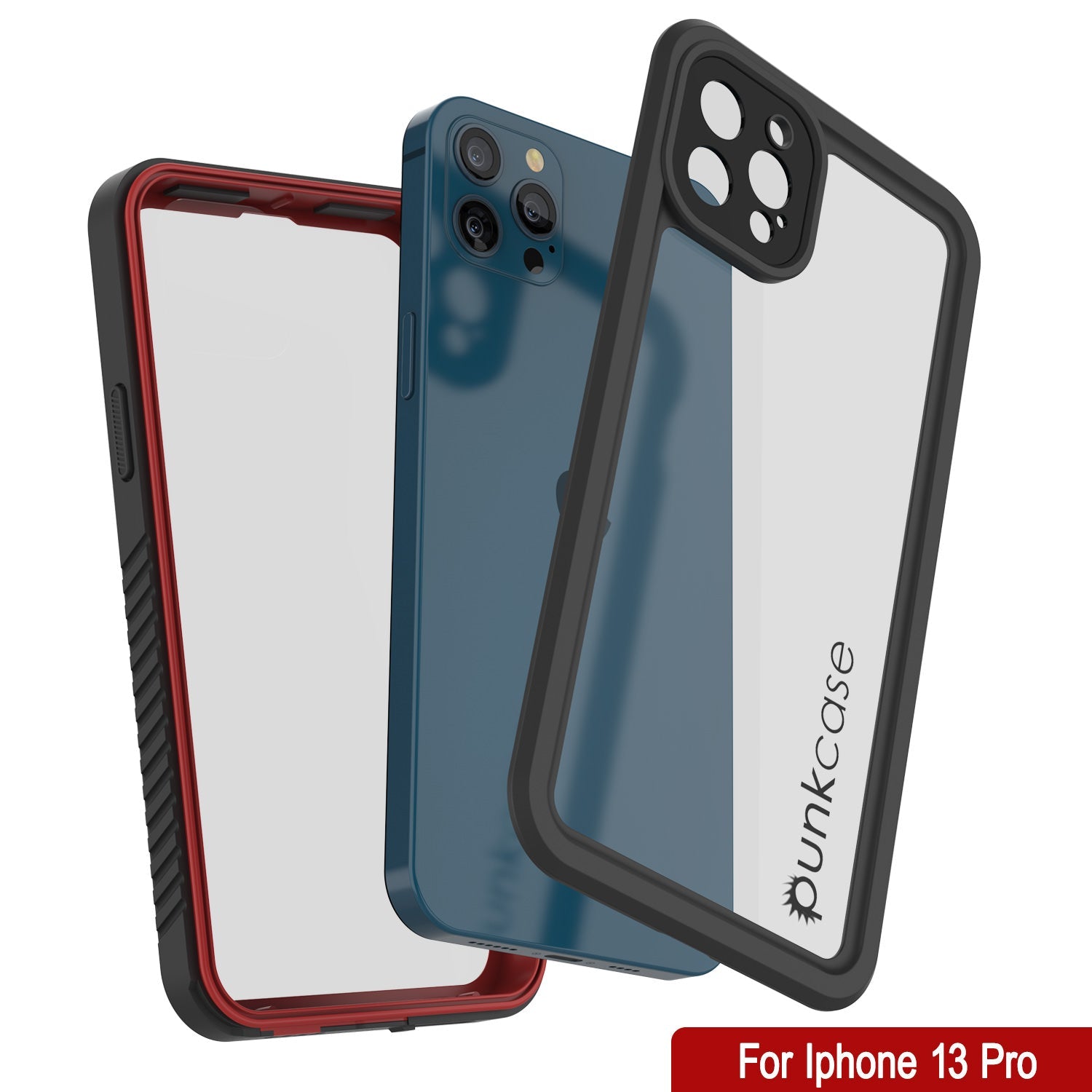 Capa à Prova d'Água para iPhone 13 Pro, Punkcase [Série Extreme] Capa de Armadura com Protetor de Tela Integrado [Vermelho]