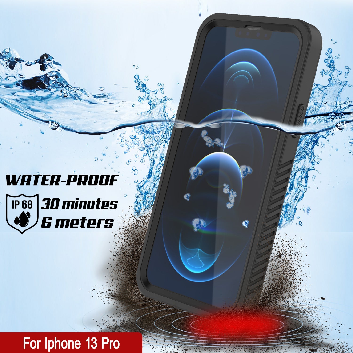 Capa à Prova d'Água para iPhone 13 Pro, Punkcase [Série Extrema] Capa de Armadura com Protetor de Tela Embutido [Preto]