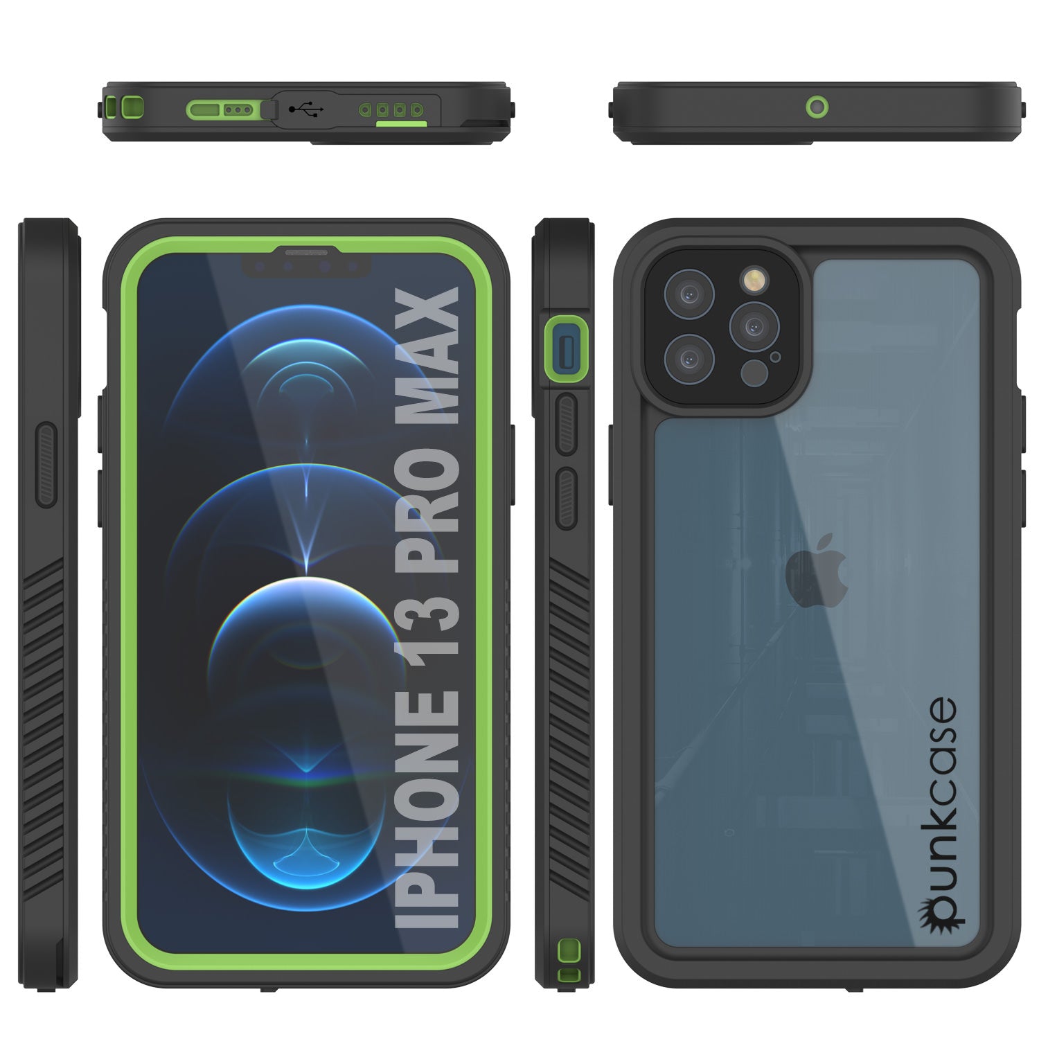 Capa à prova d'água para iPhone 13 Pro Max, Punkcase [Série Extrema] Capa de Armadura com Protetor de Tela embutido [Verde Claro]