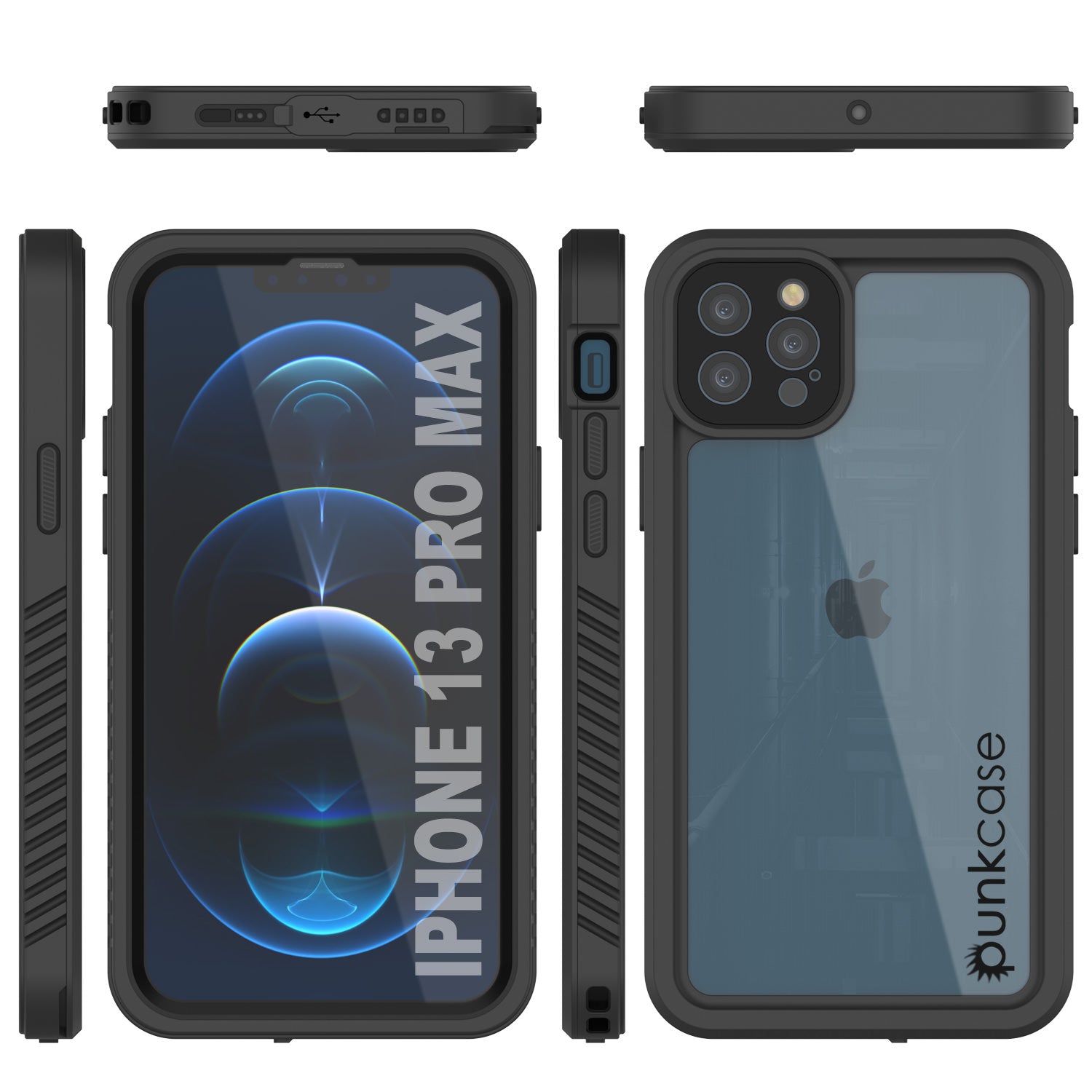 Capa à prova d'água para iPhone 13 Pro Max, Punkcase [Série Extreme] Capa de armadura com protetor de tela embutido [Preto]