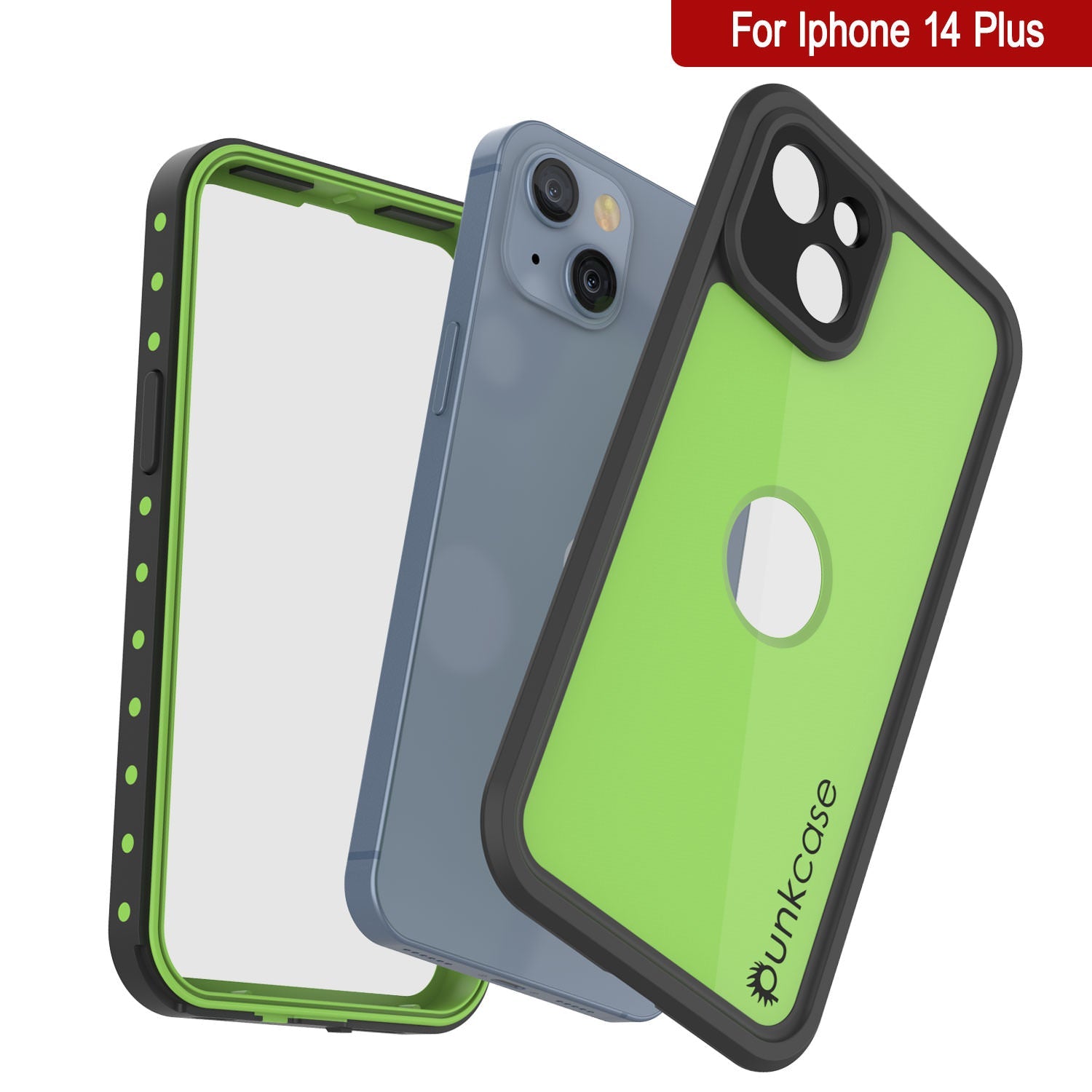 Capa à prova d'água IP68 para iPhone 14 Plus, Punkcase [verde claro] [Série StudStar] [Ajuste Slim] [Prova de sujeira]