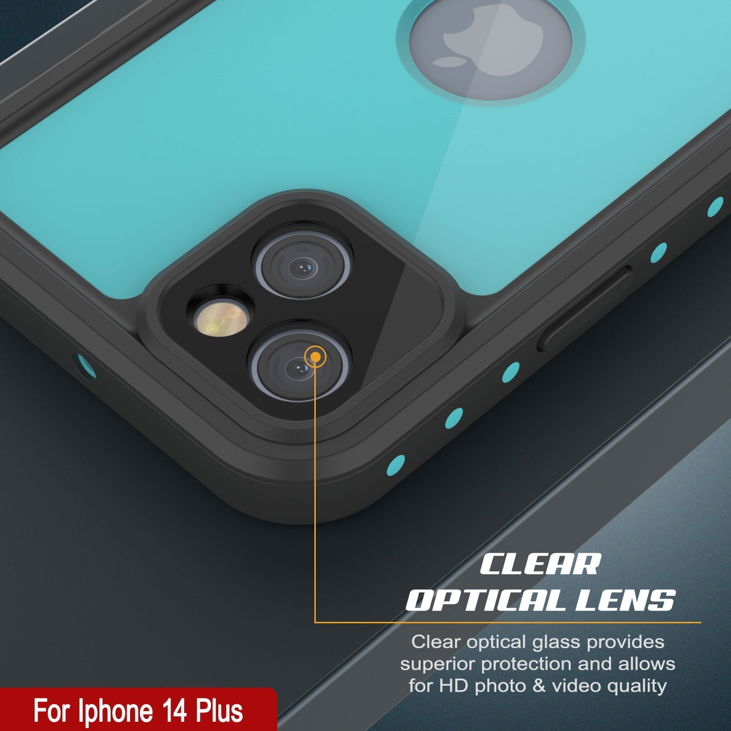 Capa à prova d'água IP68 para iPhone 14 Plus, Punkcase [Teal] [Série StudStar] [Ajuste Slim]