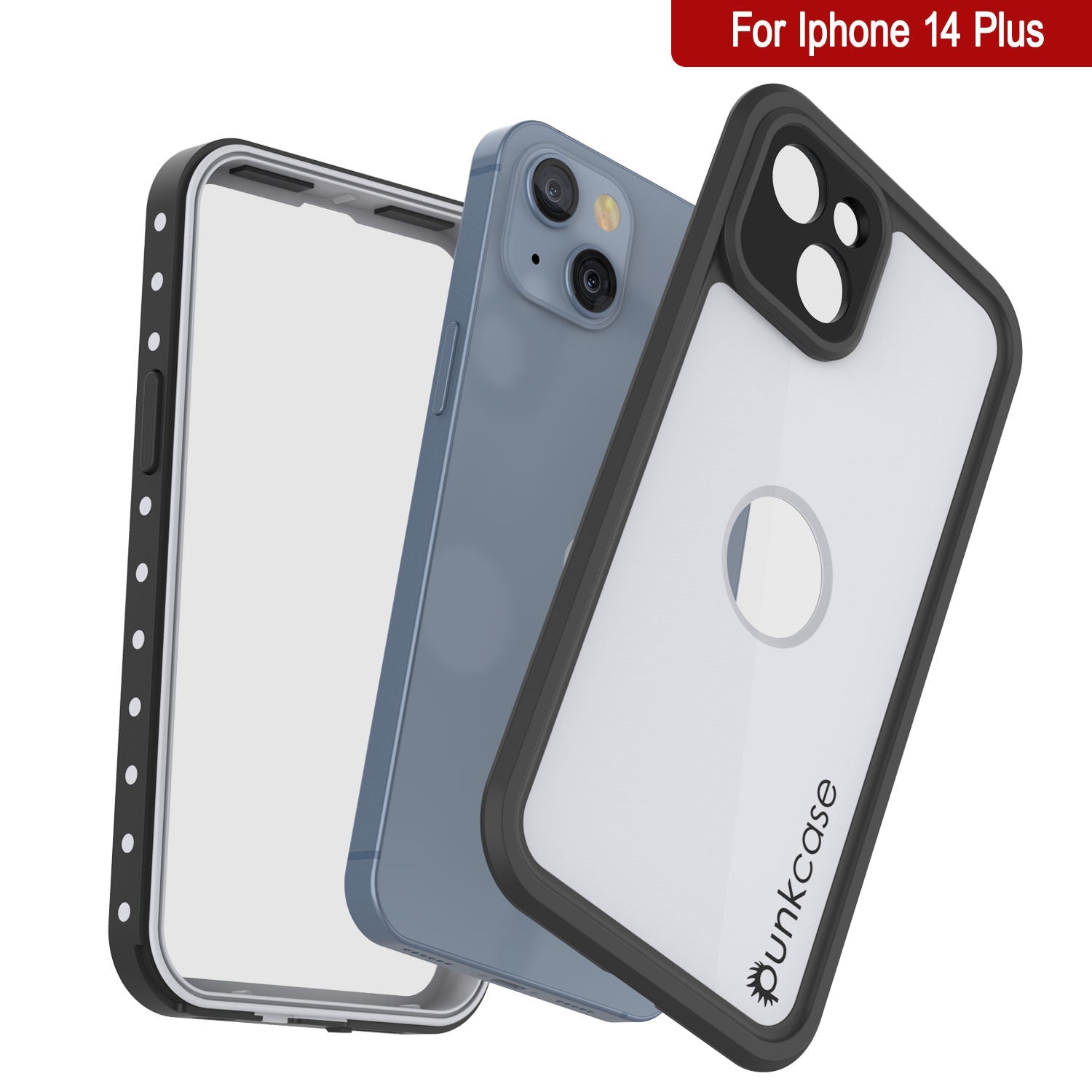 Capa à prova d'água IP68 para iPhone 14 Plus, Punkcase [Branco] [Série StudStar] [Ajuste Slim] [Prova de Sujeira]