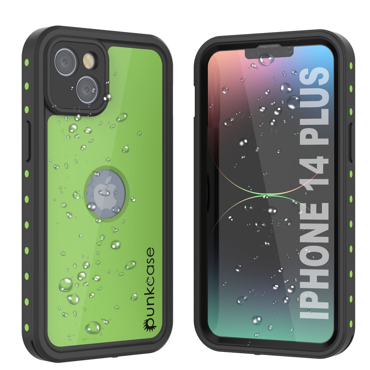 Capa à prova d'água IP68 para iPhone 14 Plus, Punkcase [verde claro] [Série StudStar] [Ajuste Slim] [Prova de sujeira]