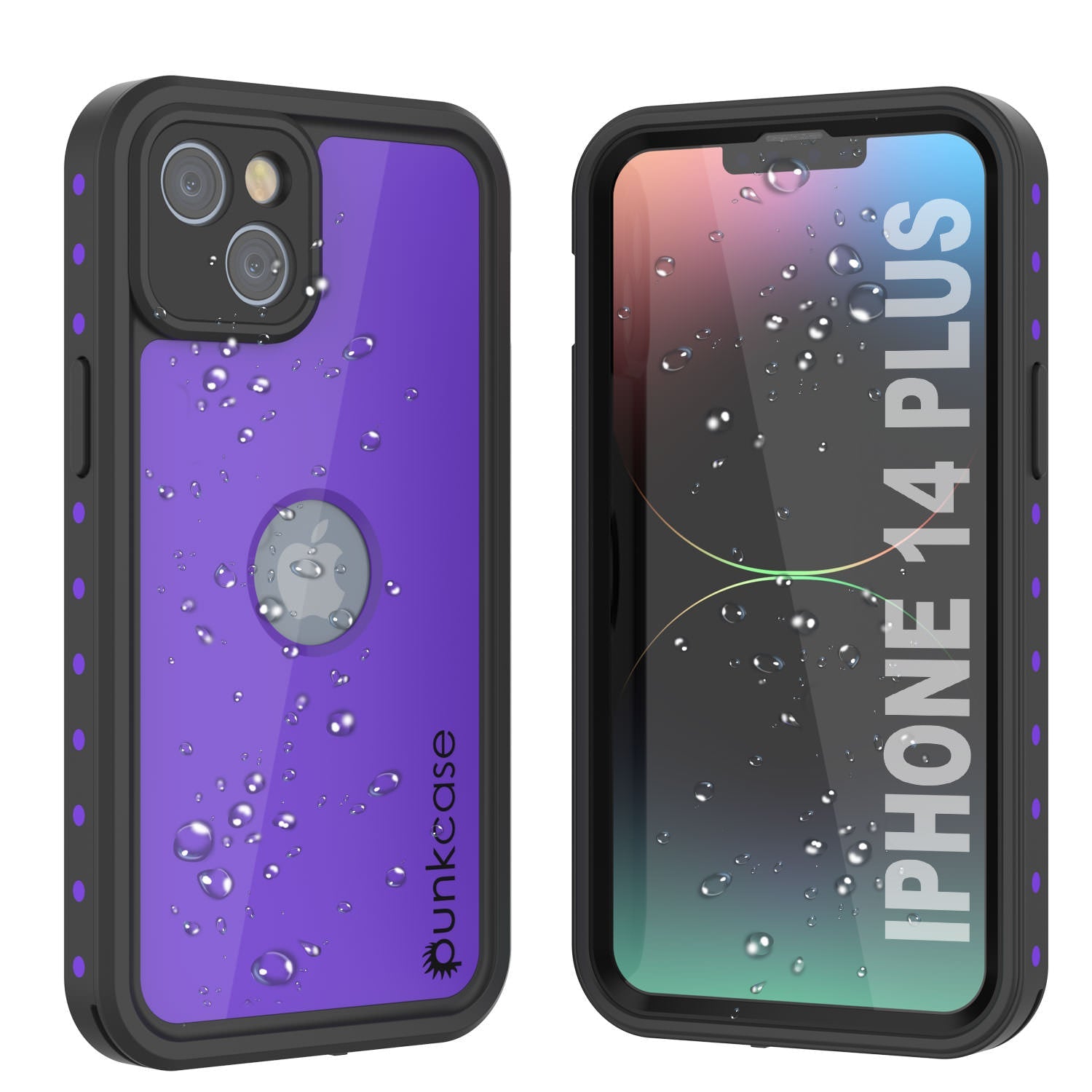Capa à prova d'água IP68 para iPhone 14 Plus, Punkcase [Roxa] [Série StudStar] [Ajuste Slim] [Prova de sujeira]