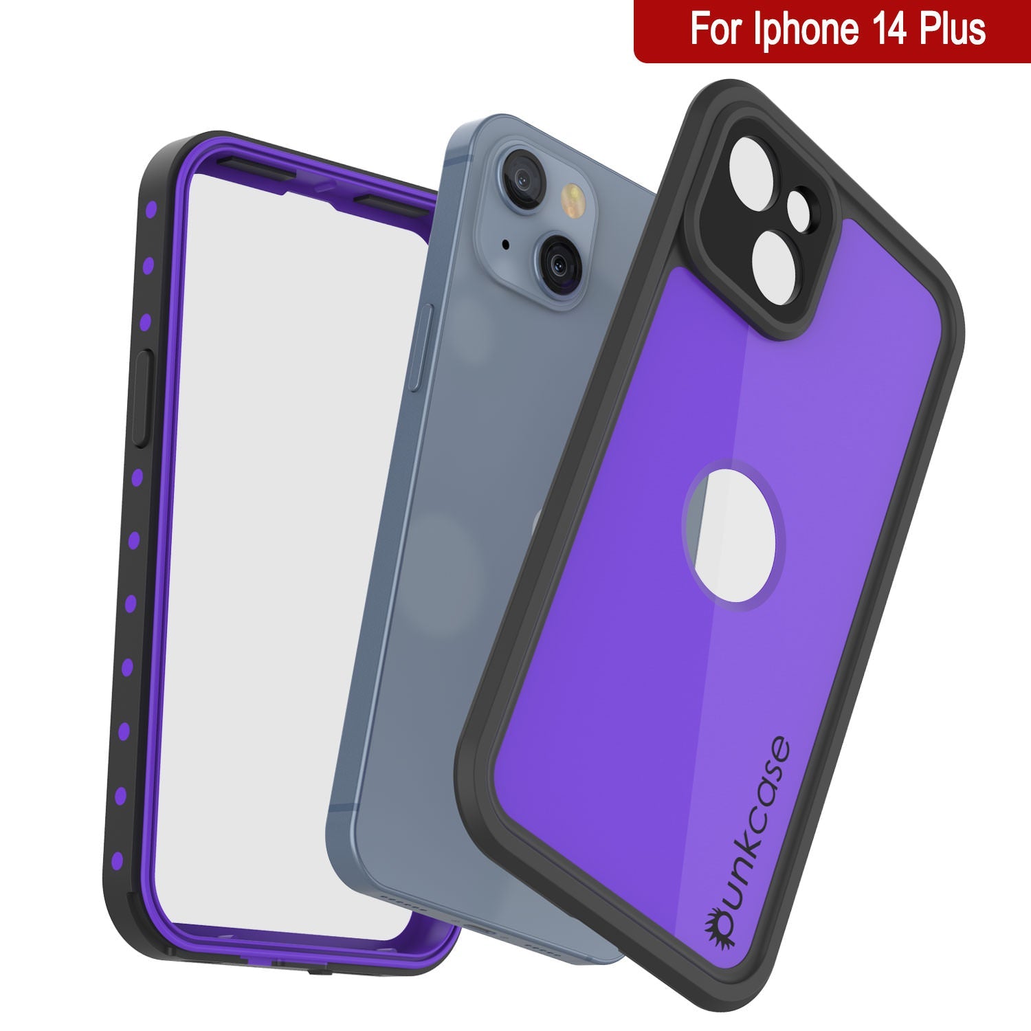 Capa à prova d'água IP68 para iPhone 14 Plus, Punkcase [Roxa] [Série StudStar] [Ajuste Slim] [Prova de sujeira]