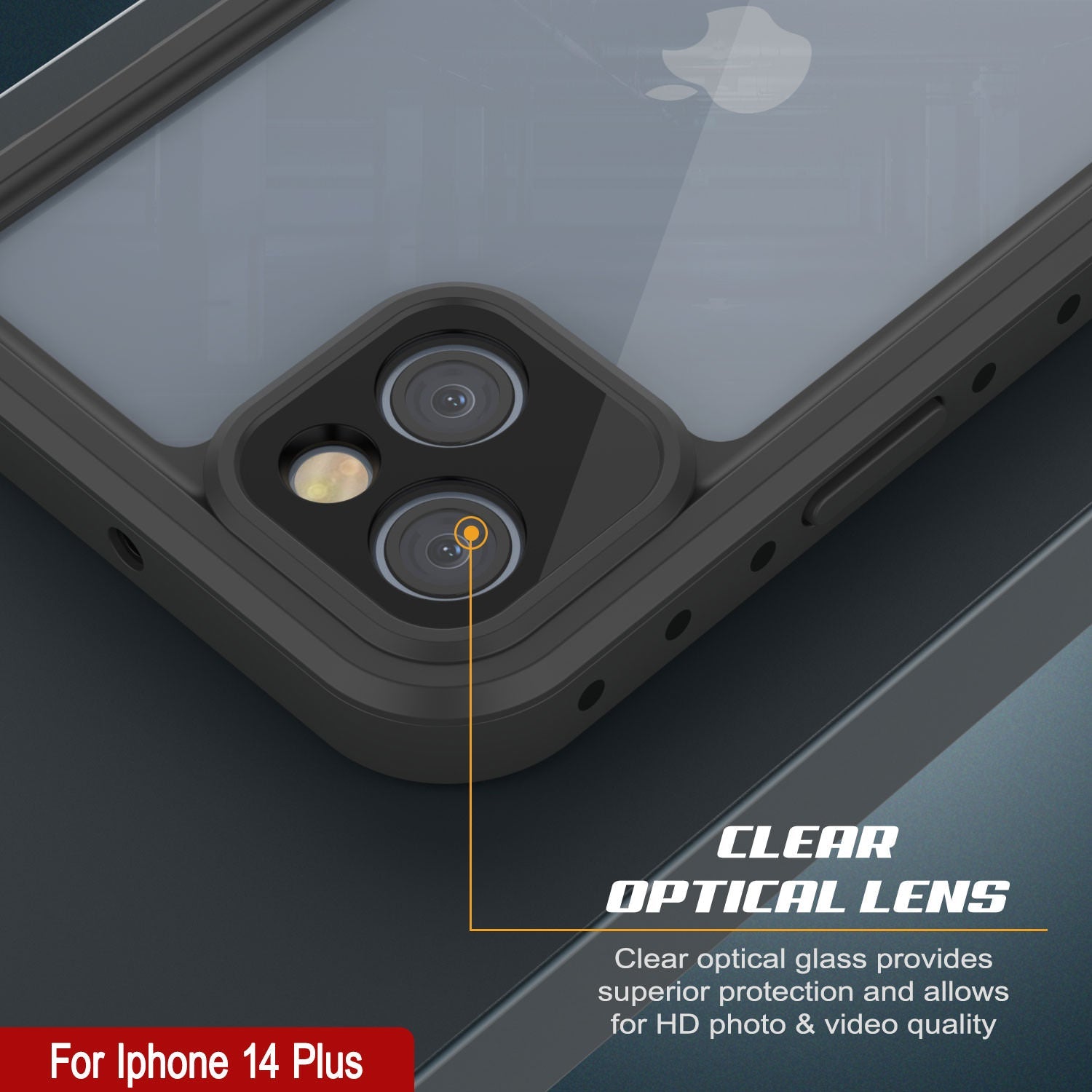 Capa à prova d'água IP68 iPhone 14 Plus, Punkcase [Clear] [Série StudStar] [Ajuste Fino] [Proteção contra Sujeira]