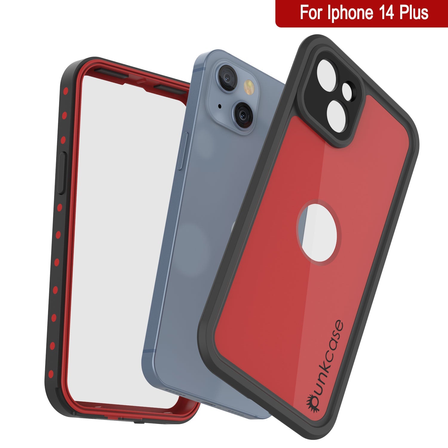 Capa à prova d'água IP68 para iPhone 14 Plus, Punkcase [Vermelho] [Série StudStar] [Ajuste Slim]