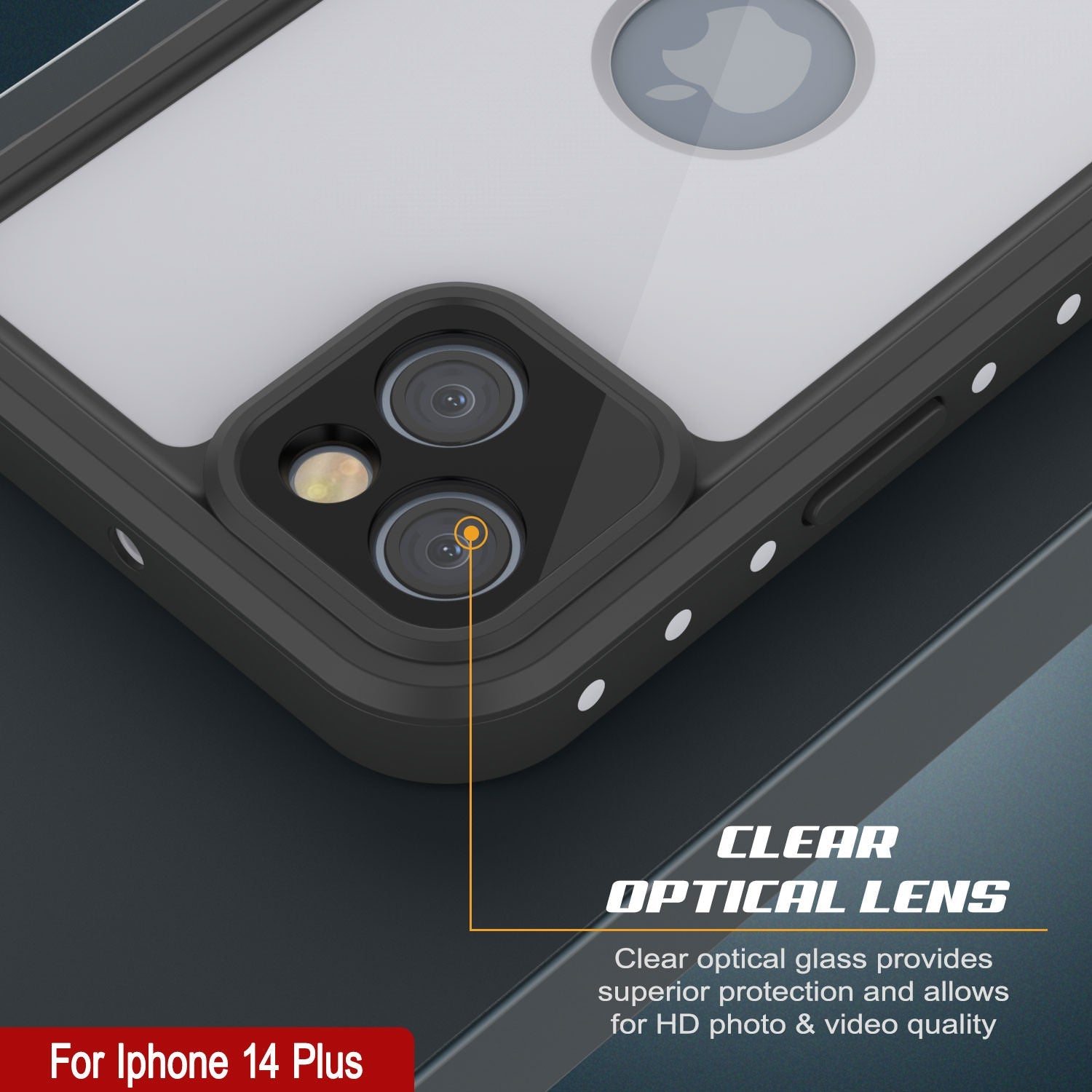Capa à prova d'água IP68 para iPhone 14 Plus, Punkcase [Branco] [Série StudStar] [Ajuste Slim] [Prova de Sujeira]