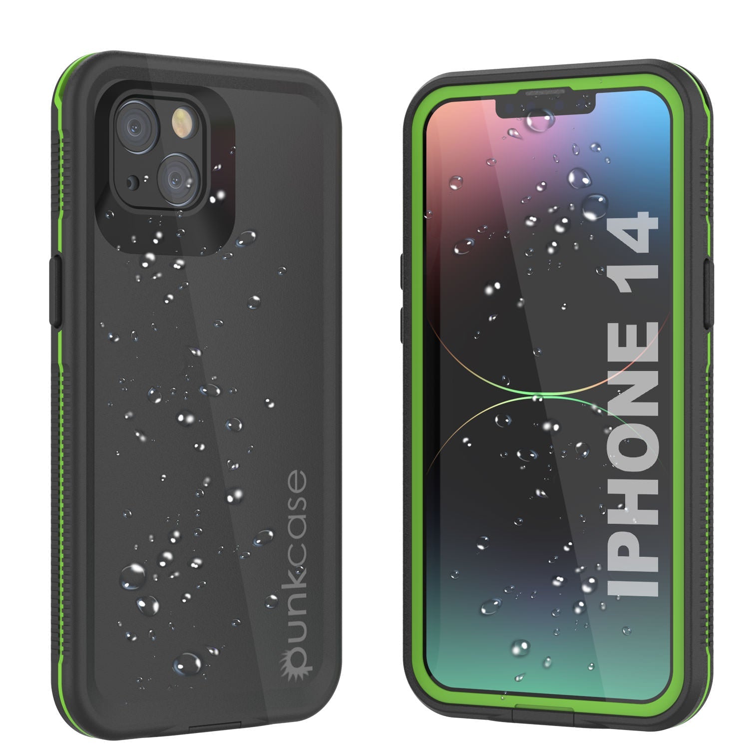Capa à prova d'água Punkcase para iPhone 14 [Série Aqua] Cobertura de armadura [Preto-Verde]