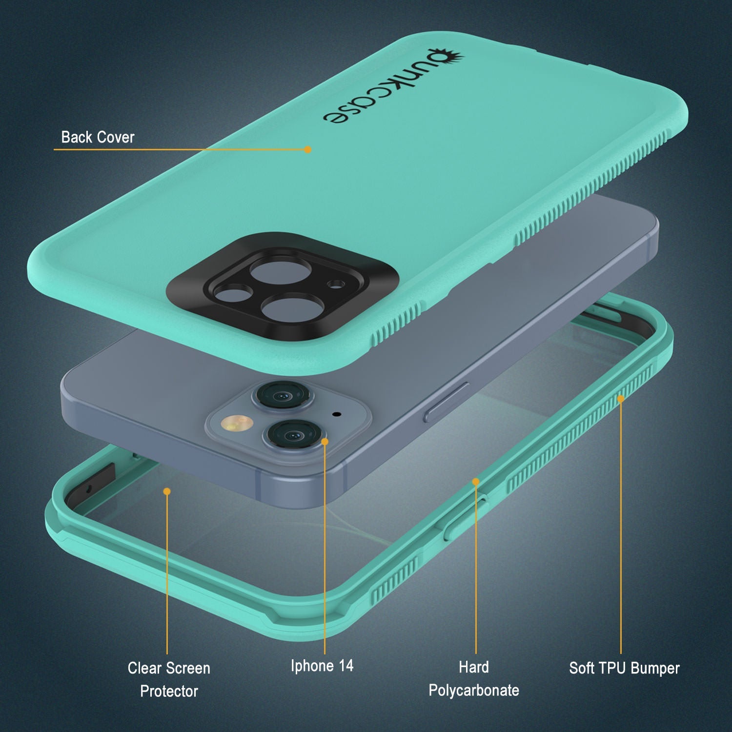 Capa à Prova d'Água Punkcase para iPhone 14 [Série Aqua] Cobertura de Armadura [Azul]