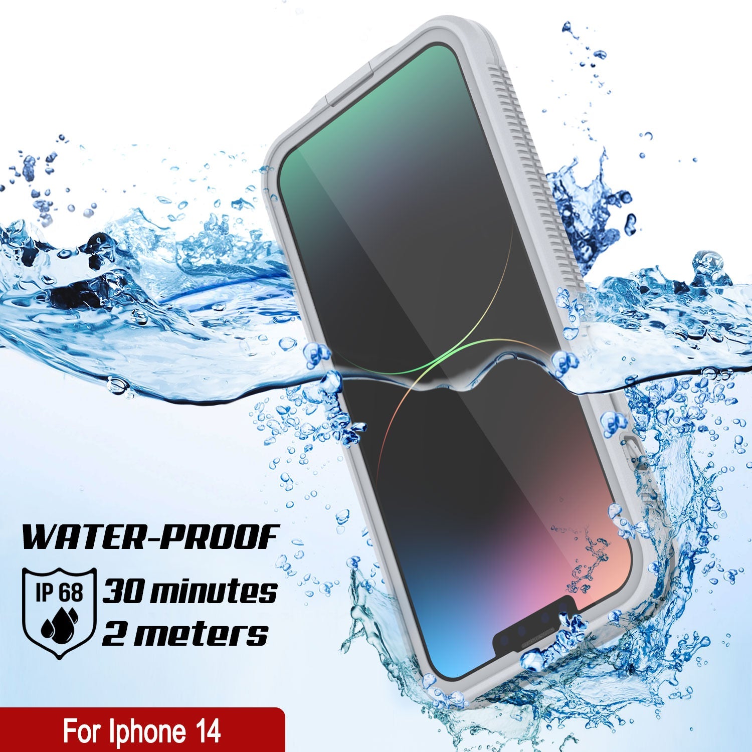 Capa à prova d'água Punkcase para iPhone 14 [Série Aqua] Capa de armadura [Branca]