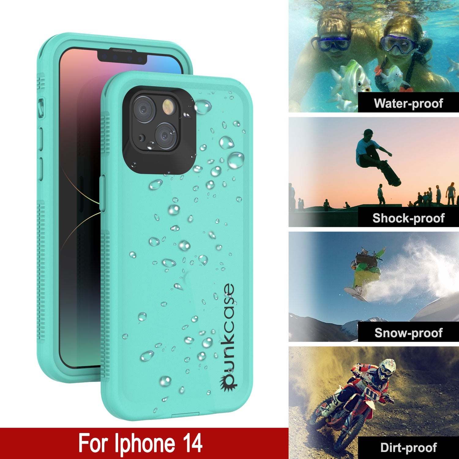 Capa à Prova d'Água Punkcase para iPhone 14 [Série Aqua] Cobertura de Armadura [Azul]