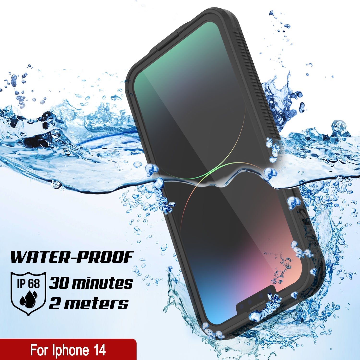 Capa à prova d'água Punkcase iPhone 14 [série Aqua] Armadura [Preto]